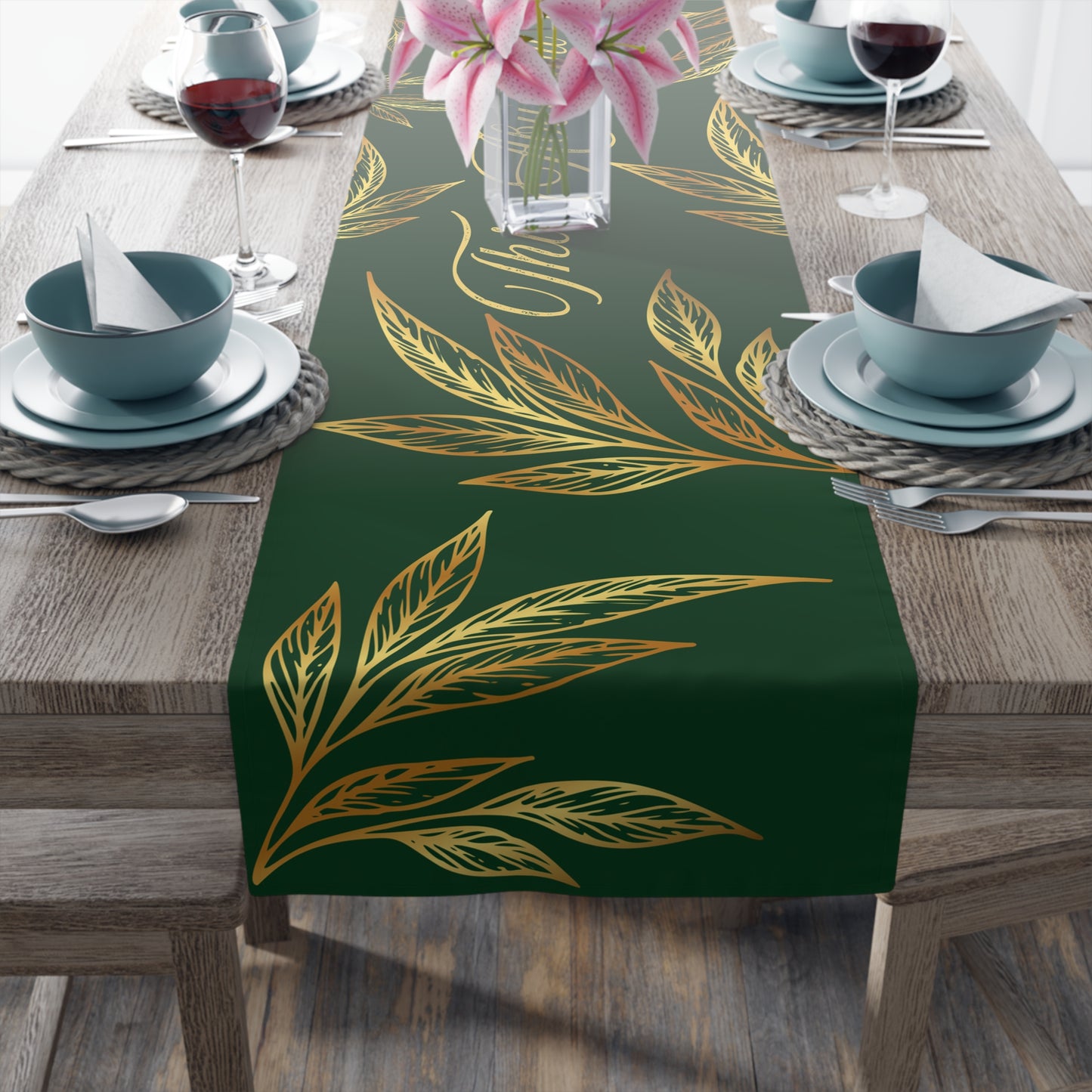 Table Runner – Abundance, Connection, Calm Home Wild Soul, Gratitude | Cotton Twill & Polyester | 2 Sizes