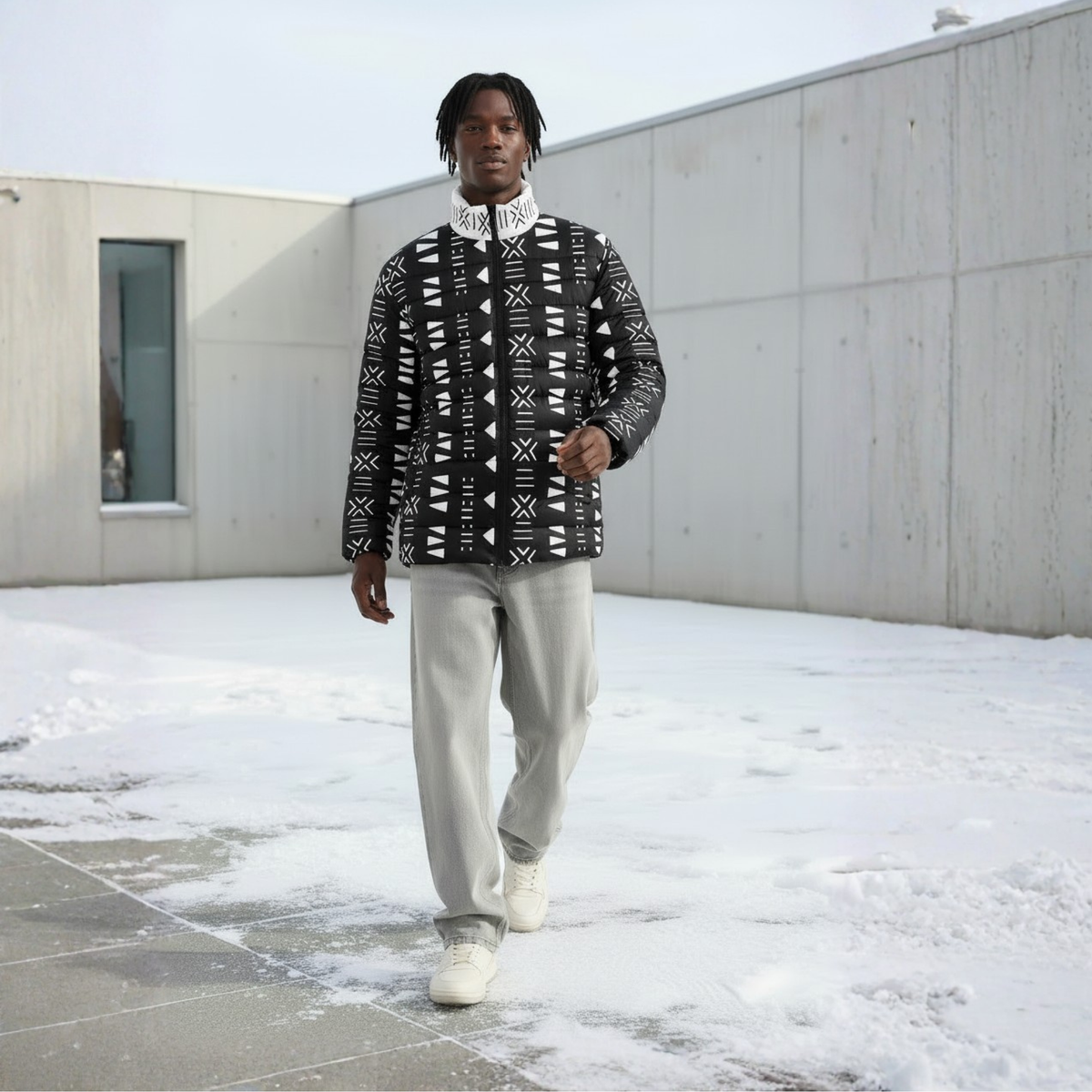Bogolan Print Padded Jacket | Men's | Savanna Series | Kinky Nomad