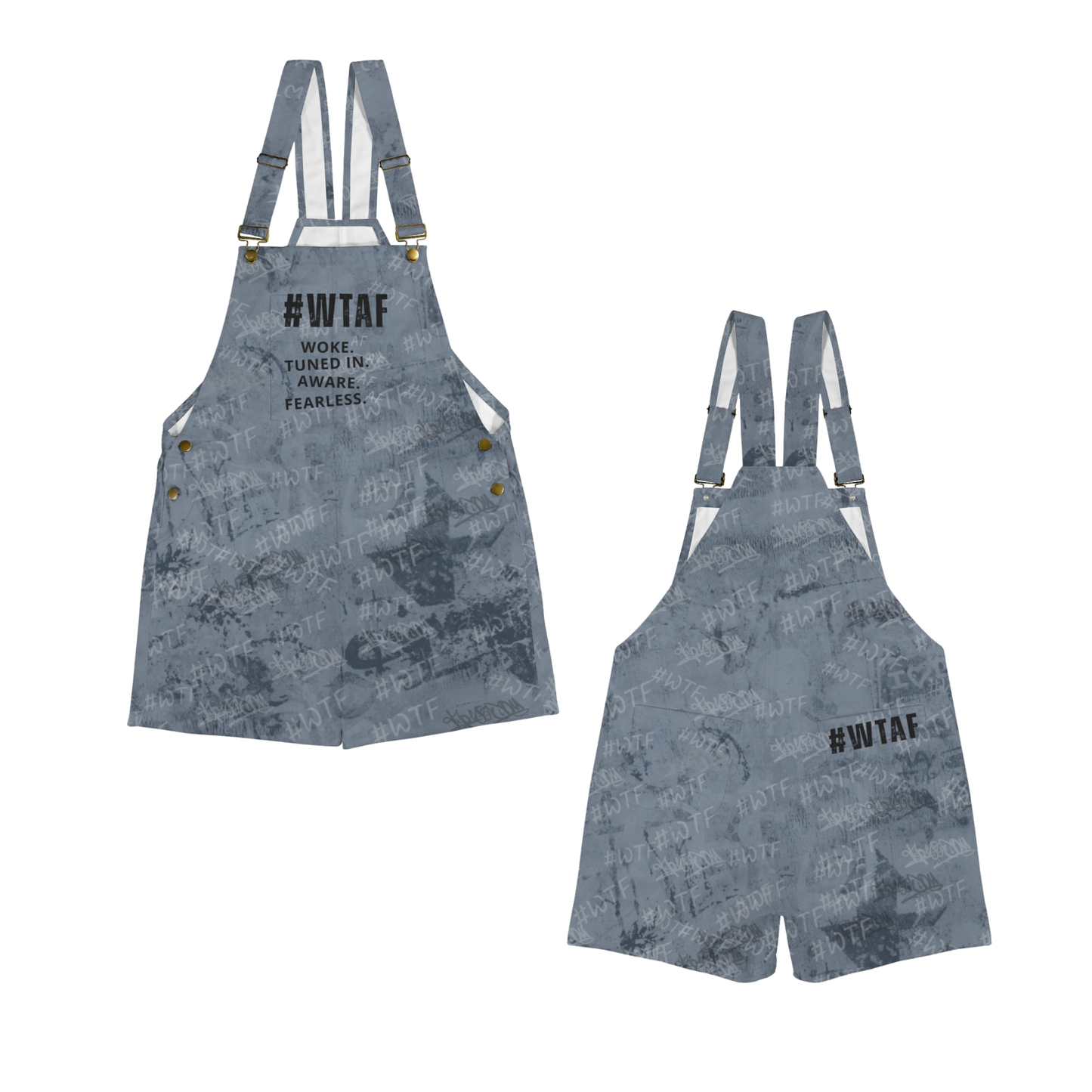 Unisex Graphic Streetwear Overalls | Short Overalls | Adjustable Strap Urban Outfit | WTAF