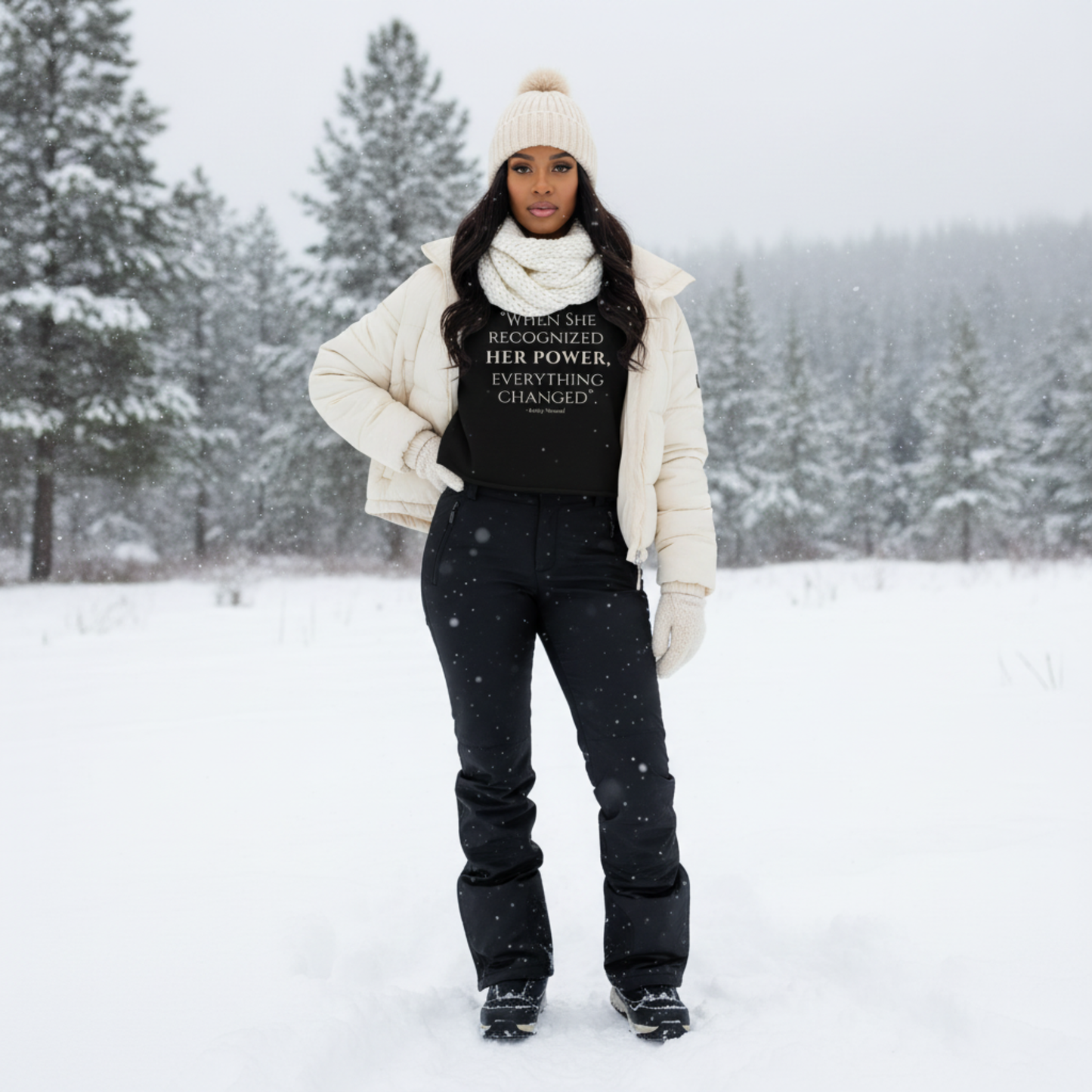 Her Power Cropped Hoodie – “Everything Changed” Statement Sweatshirt by Kinky Nomad