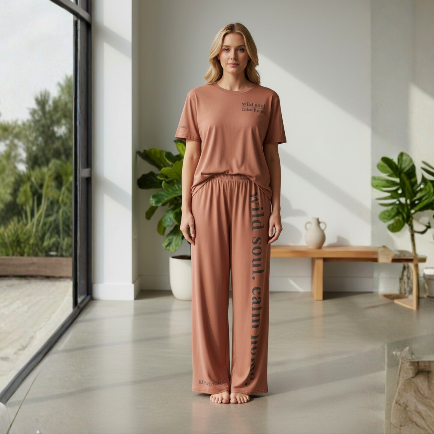 Wild Soul, Calm Home SoftStyles Set | Unisex T-Shirt & Wide-Leg Pant Matching Set