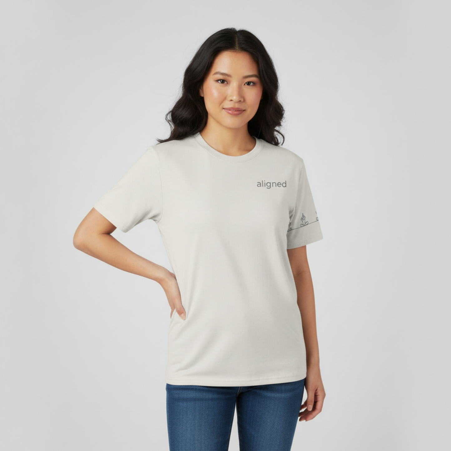 Aligned Cotton Tee – Mindful Minimalist Yoga Shirt | Centered. Aligned. Present.