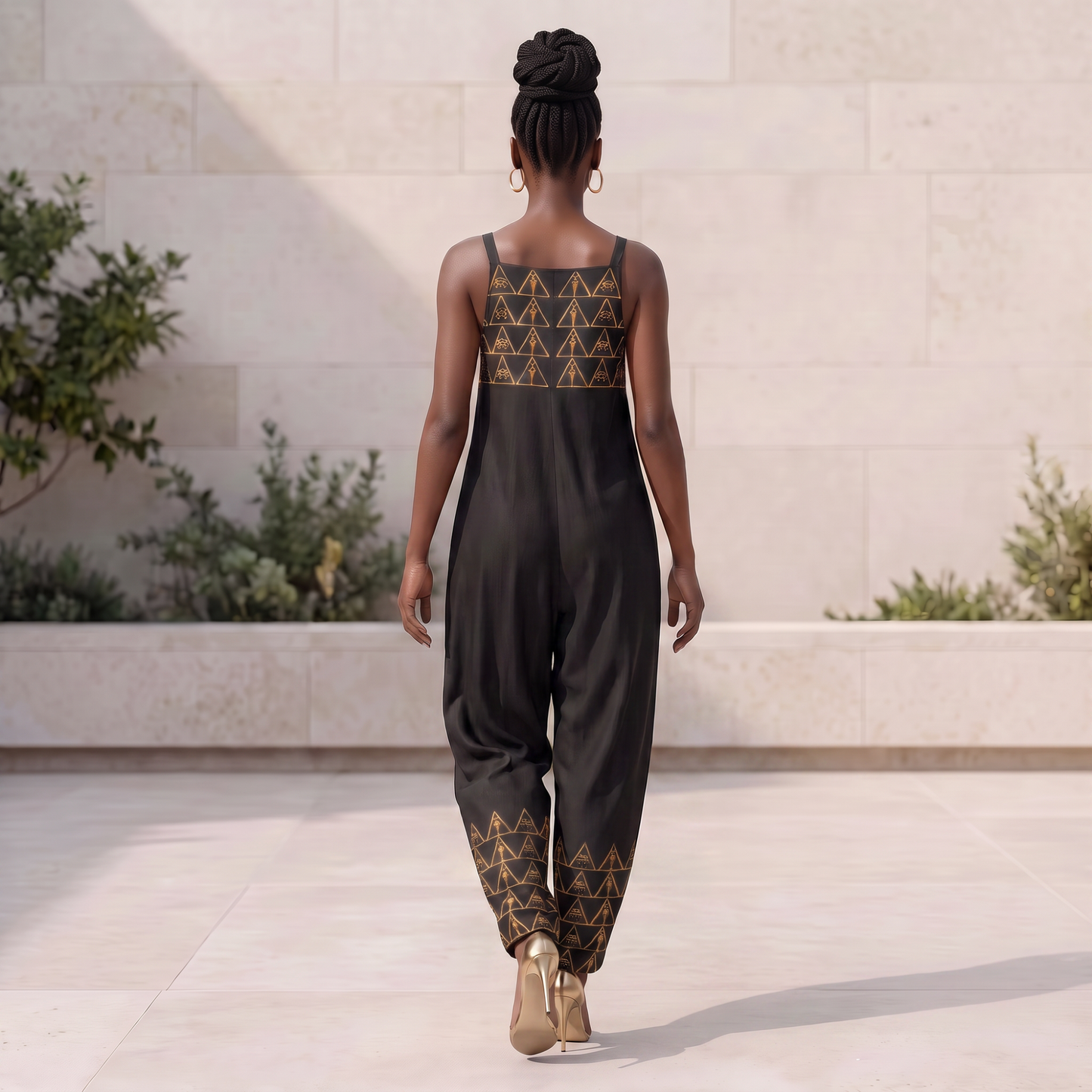 Isis V-Neck Jumpsuit | Kemet Series | Black & Gold | Kinky Nomad