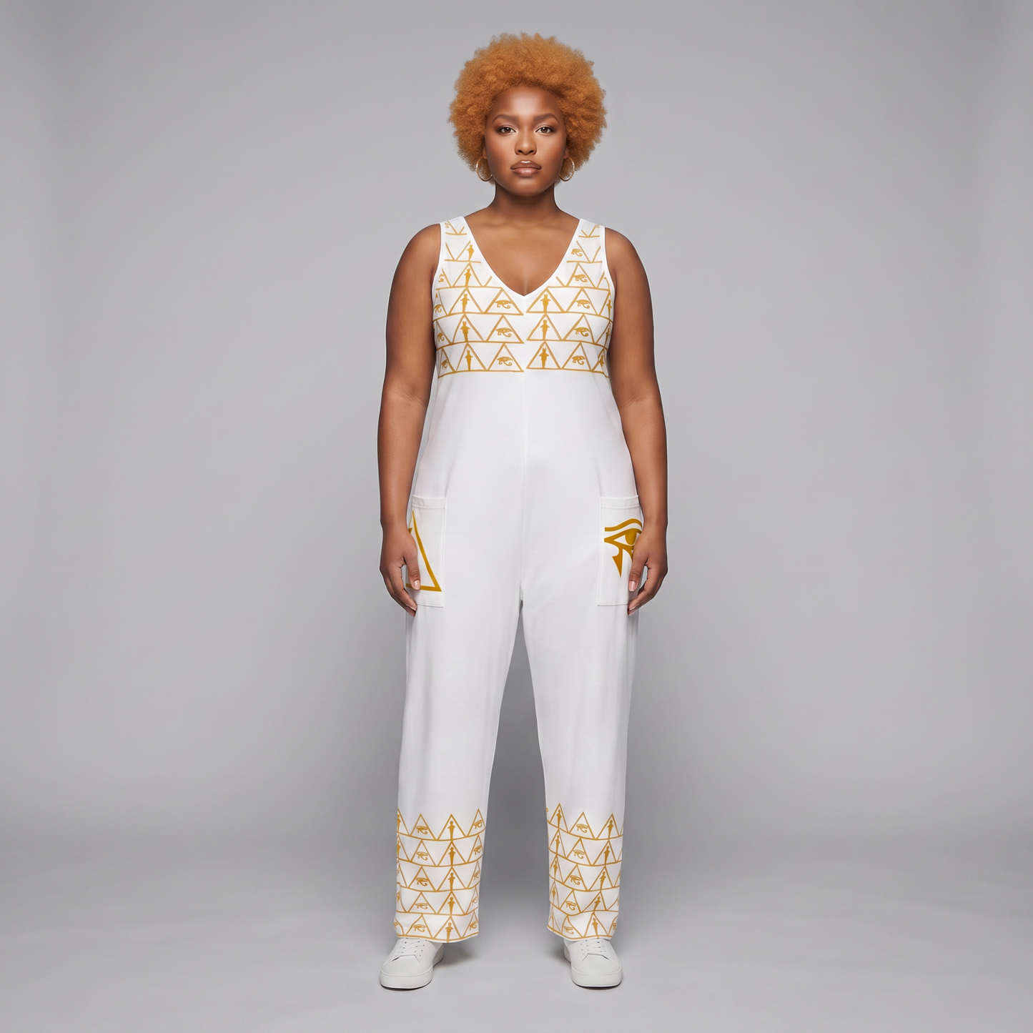 Isis V-Neck Jumpsuit | Kemet Series | Black & White | Kinky Nomad