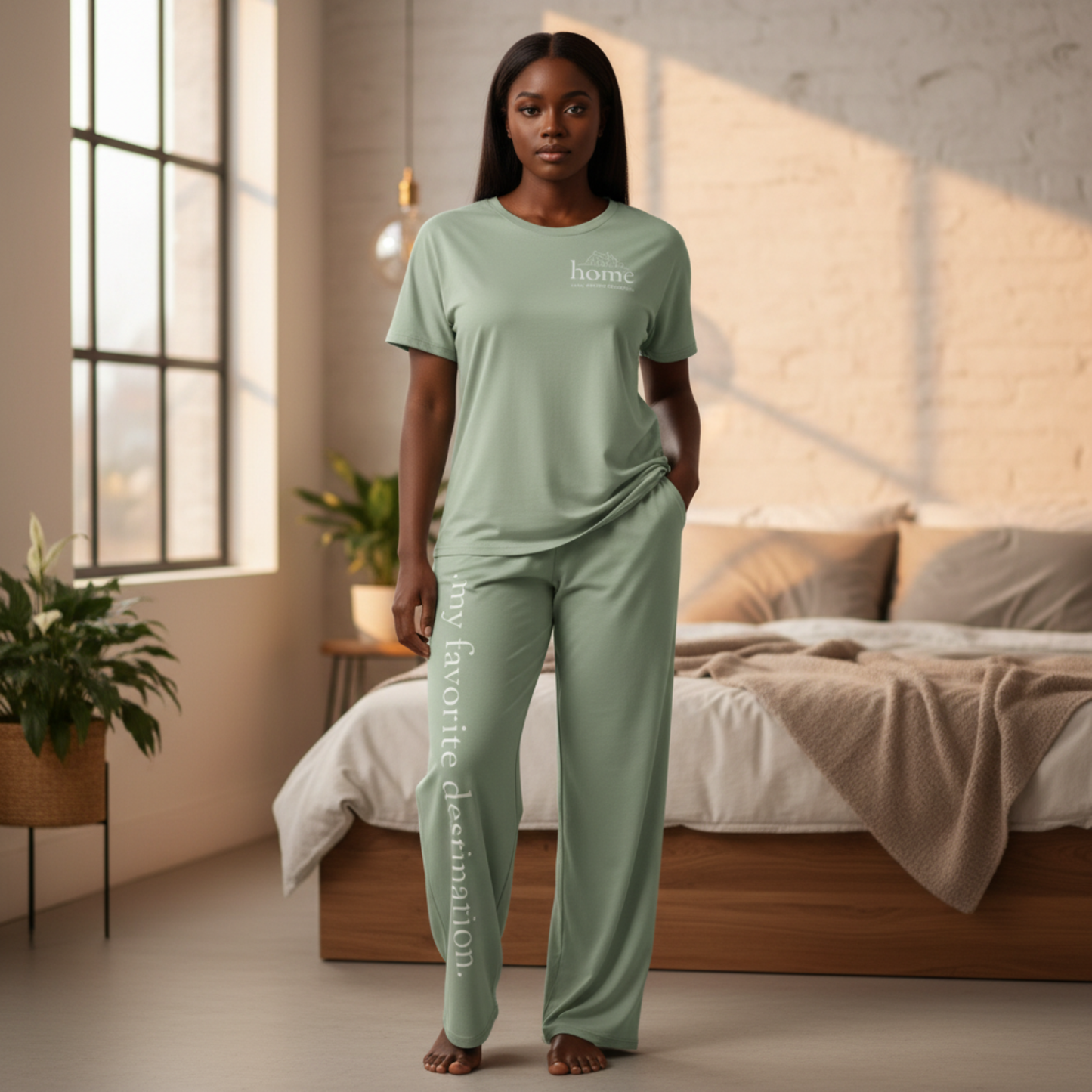 Wild Soul, Calm Home SoftStyles Set | Unisex T-Shirt & Wide-Leg Pant Matching Set