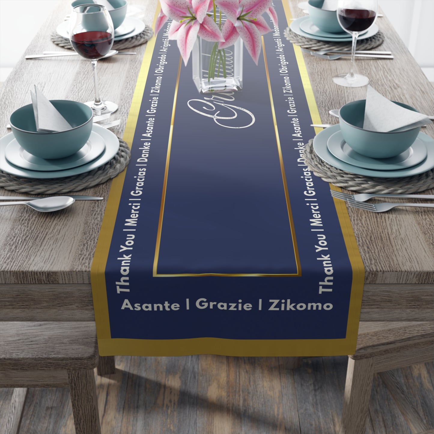 Table Runner – Abundance, Connection, Calm Home Wild Soul, Gratitude | Cotton Twill & Polyester | 2 Sizes
