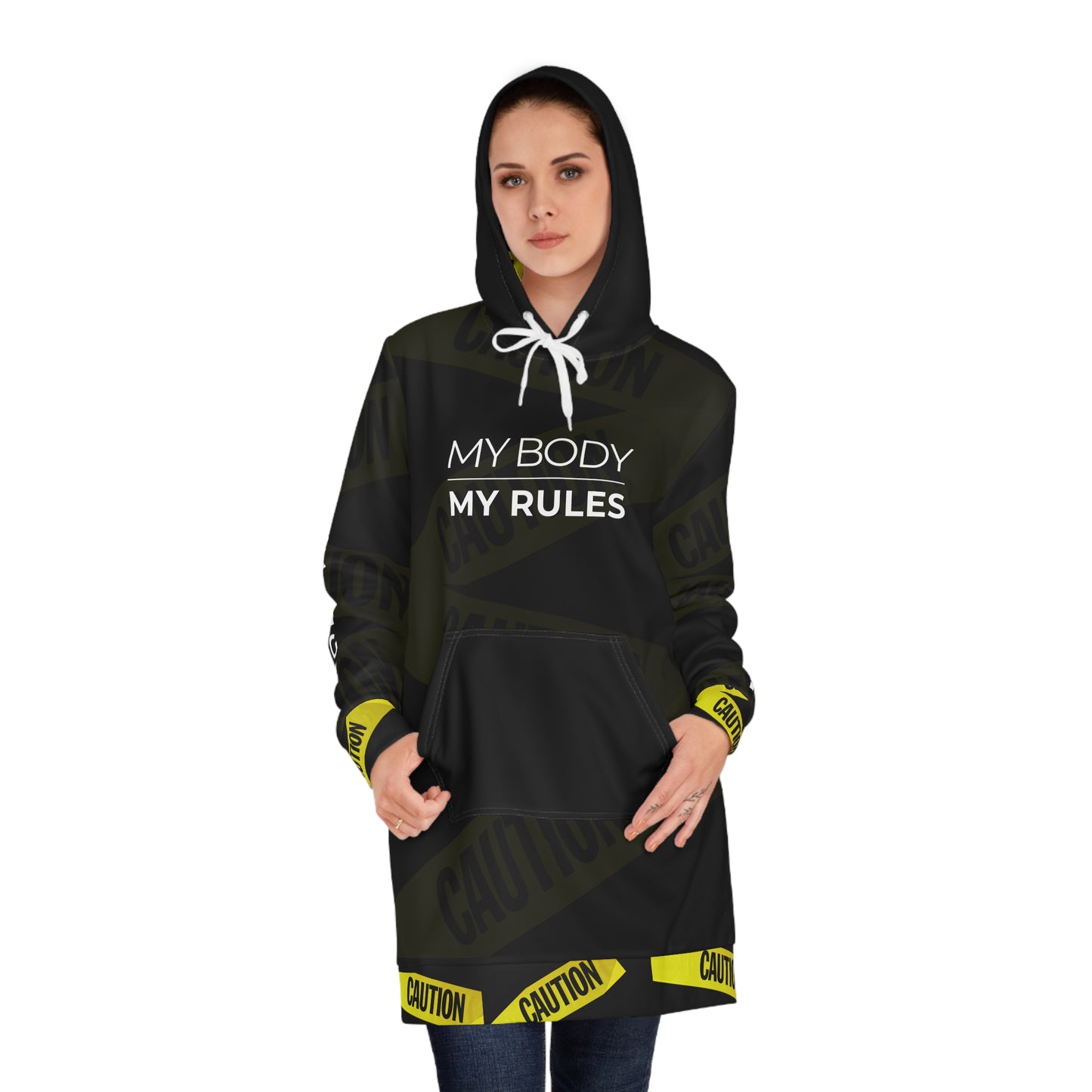 My Body My Rules Hoodie Dress – Feminist Empowerment Statement Streetwear