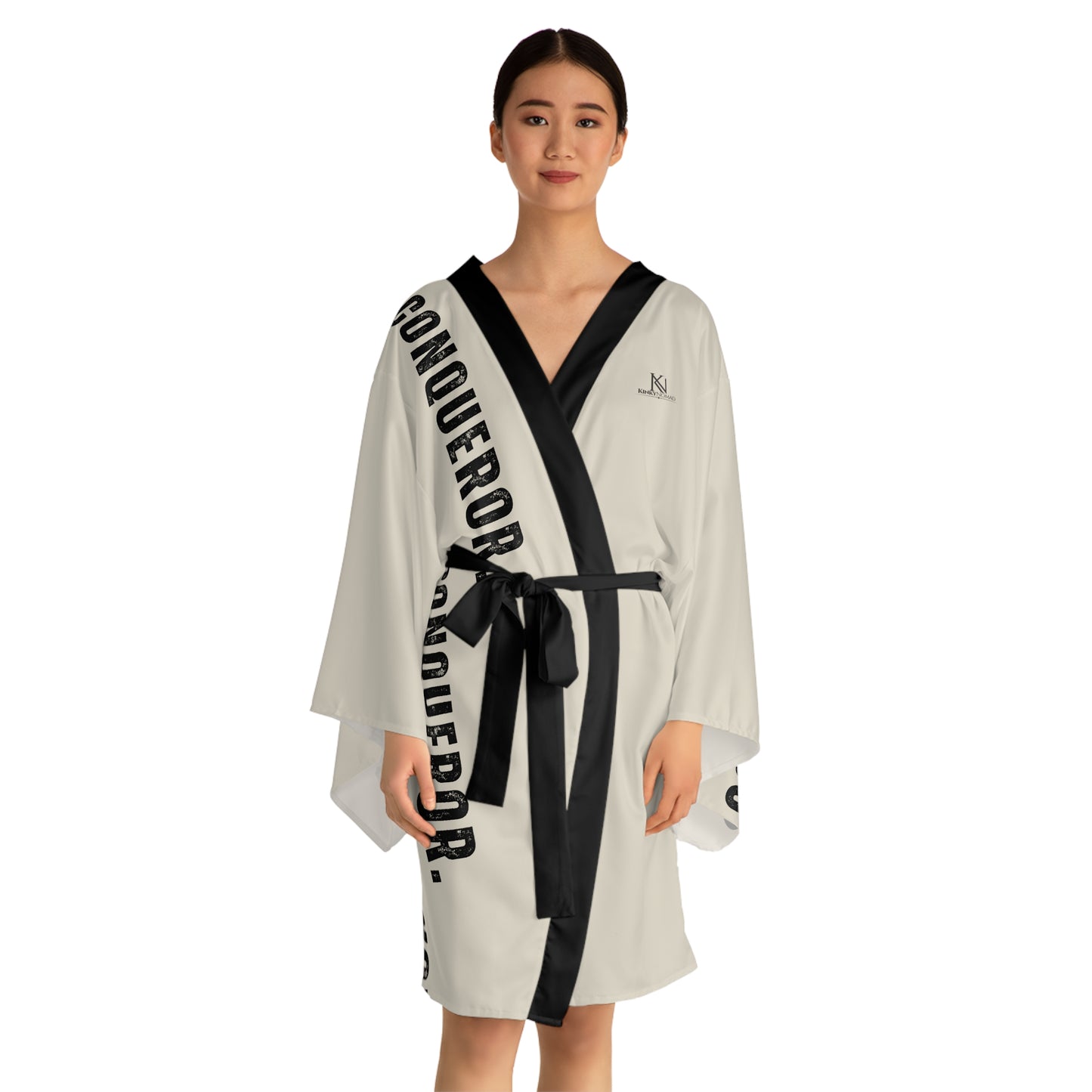 SHE She Conquered Kimono Robe – Empowering Long Sleeve Statement Kimono with Belt