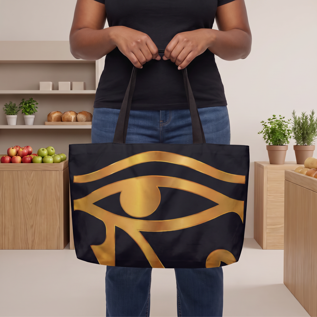 Weekender Tote Bag | Aya Bogolan Ghana Eye of Horus | Kinky Nomad