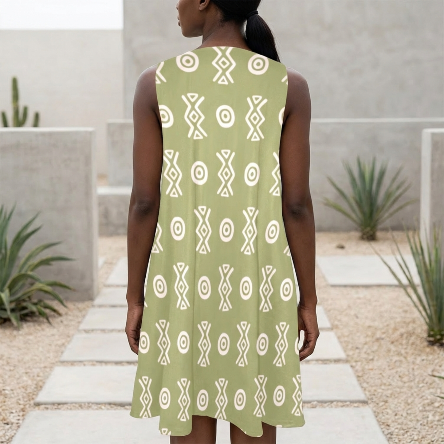 Savanna Moss A-Line Pocket Dress | Sleeveless Boho Summer Dress – Kinky Nomad