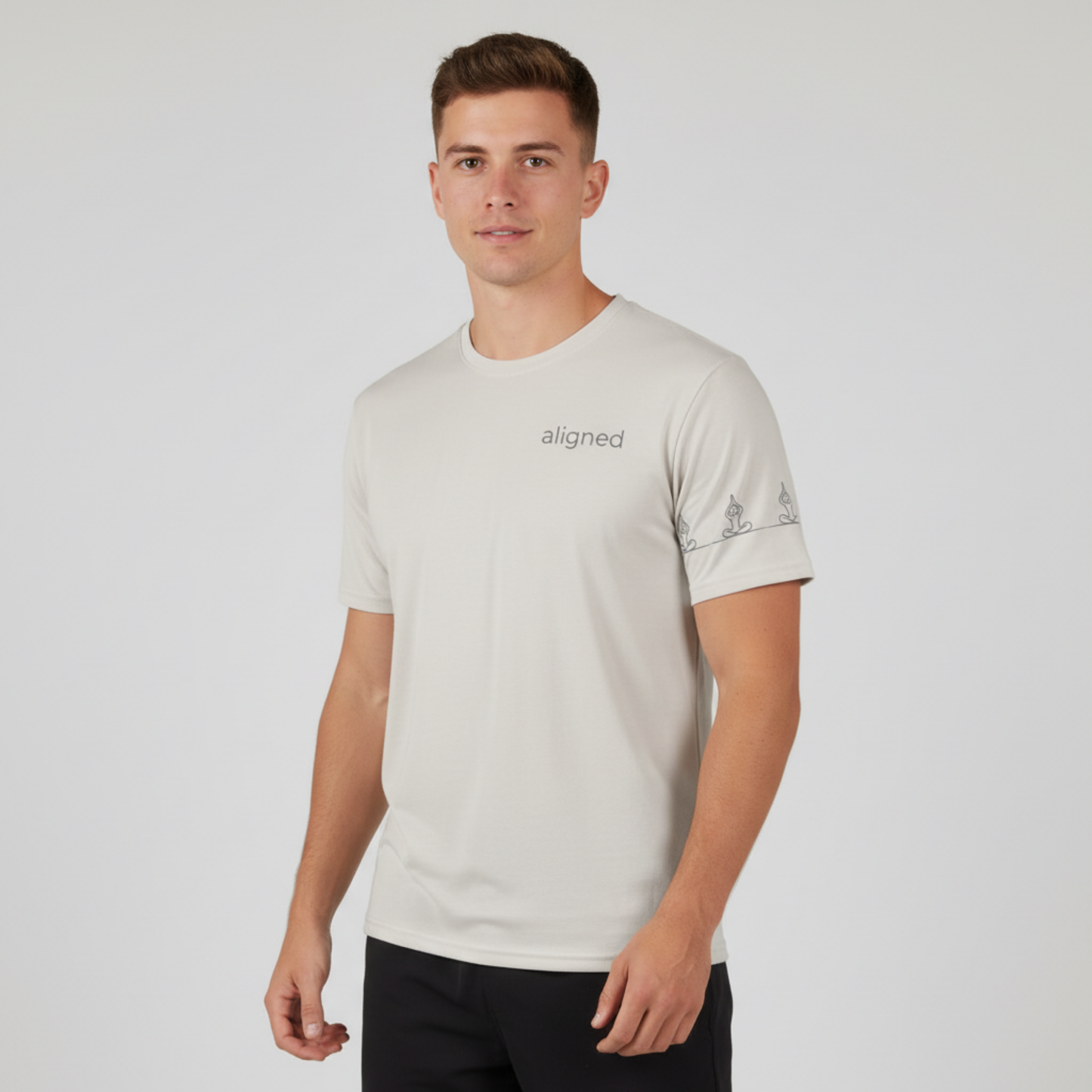 Aligned Cotton Tee – Mindful Minimalist Yoga Shirt | Centered. Aligned. Present.