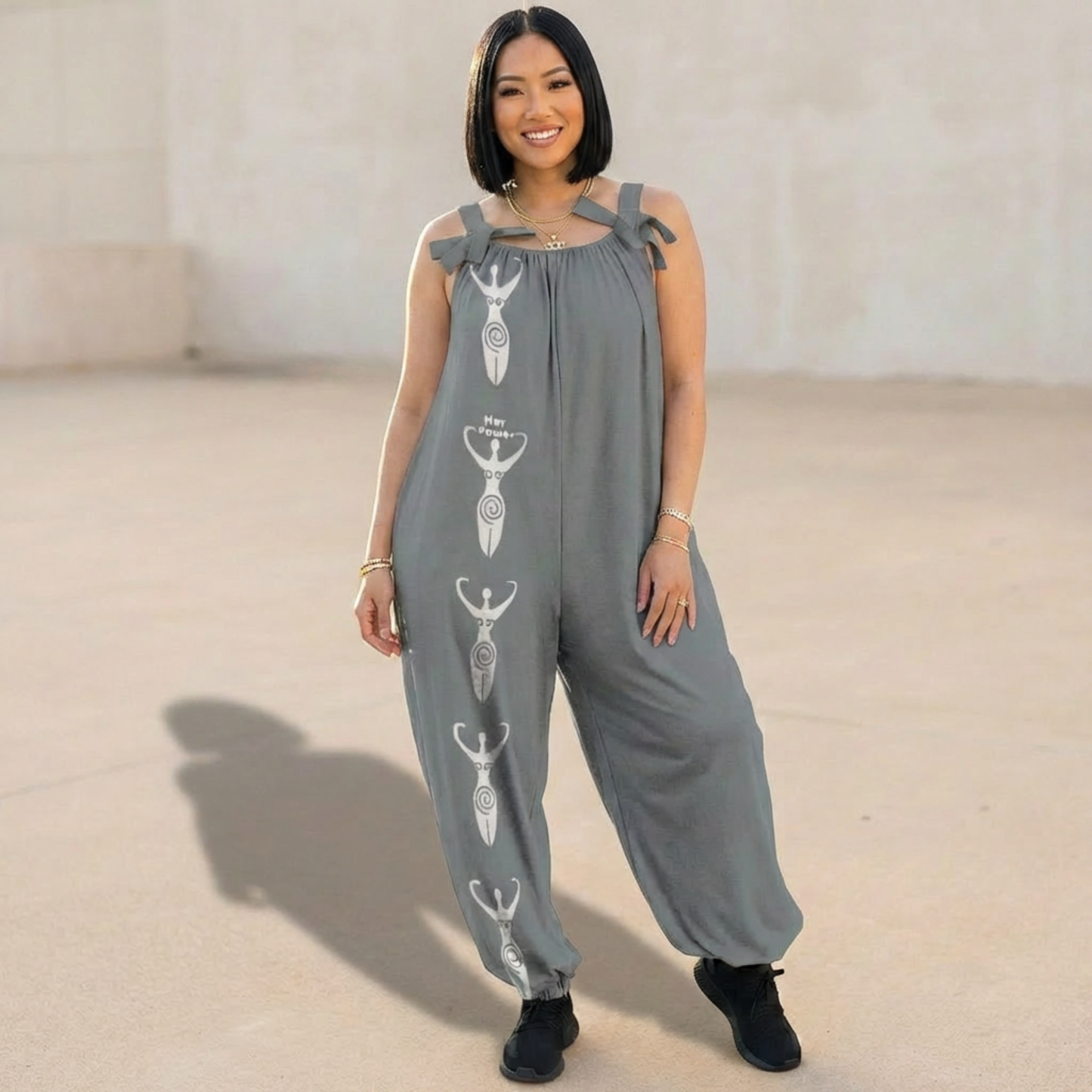 Boho Loose Fit Tie Strap Jumpsuit for Women | Casual Wide Leg Romper Outfit