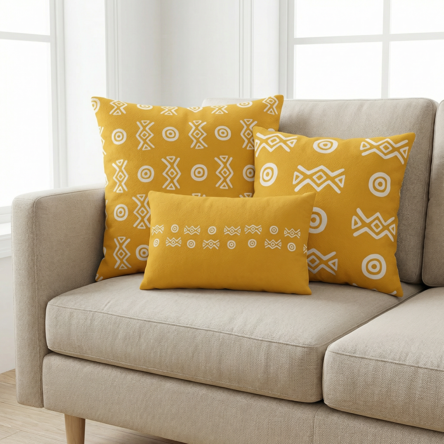 Savanna Gold African Pattern Throw Pillows | 22x22, 18x18 & Lumbar