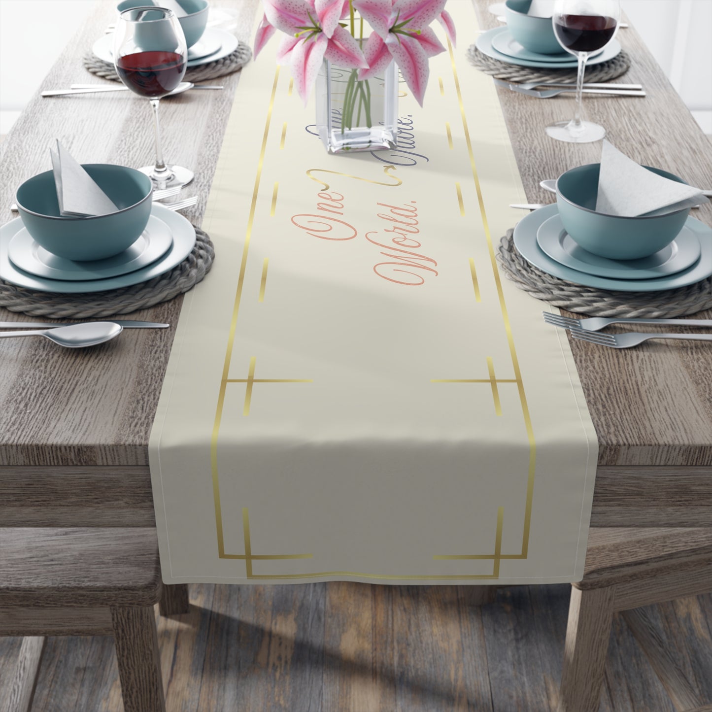 Table Runner – Abundance, Connection, Calm Home Wild Soul, Gratitude | Cotton Twill & Polyester | 2 Sizes