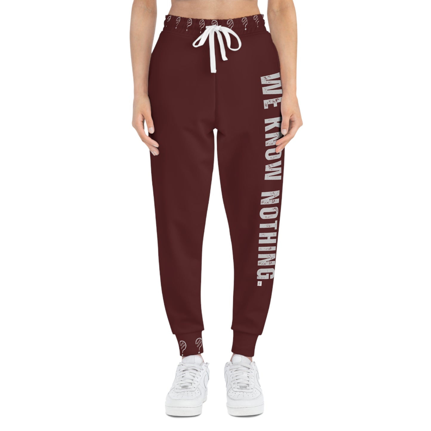 We Know Nothing Athletic Joggers -Maroon