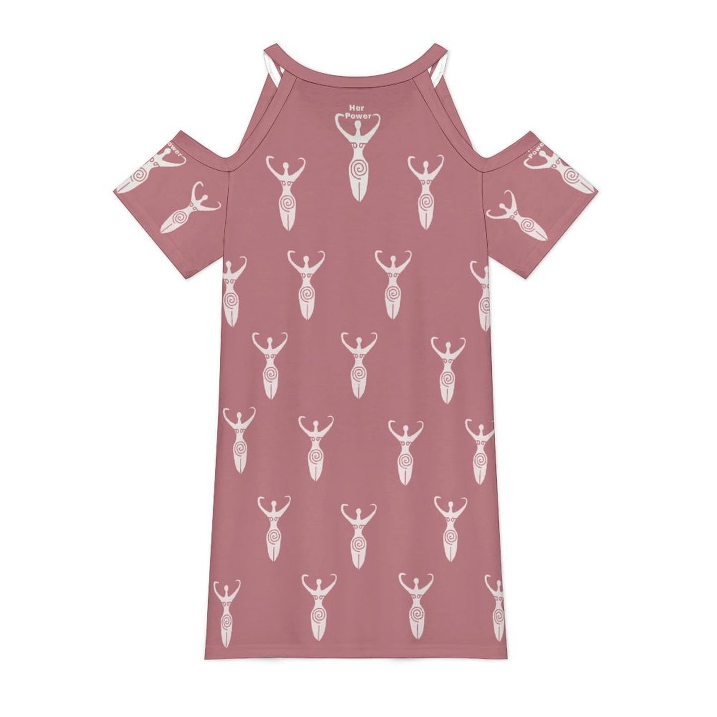 Power Goddess Cold Shoulder Short Sleeve V Neck Dress
