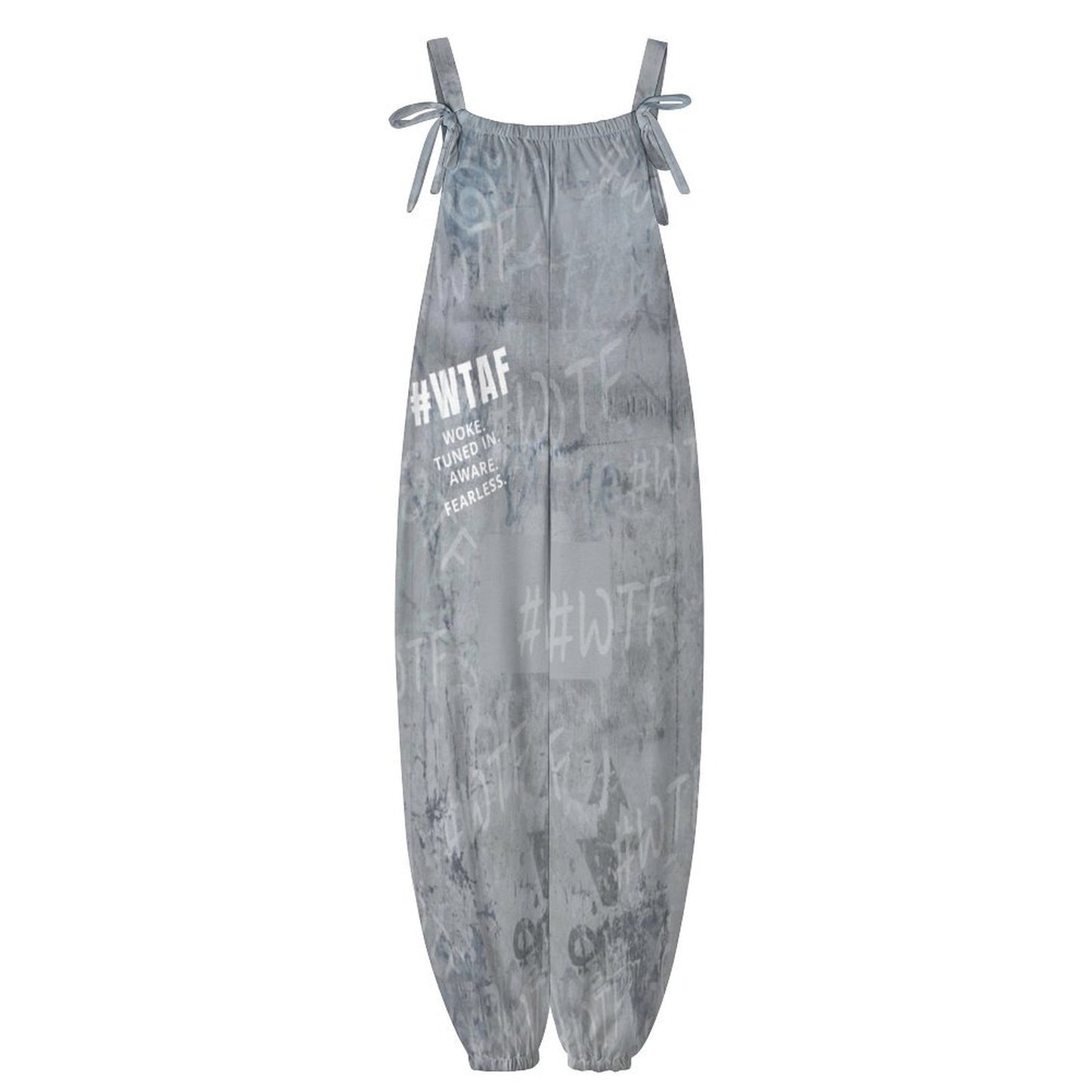 WTAF Baggy Jumpsuit – Oversized Bow Strap Streetwear Romper Baggy Suspender Jumpsuit