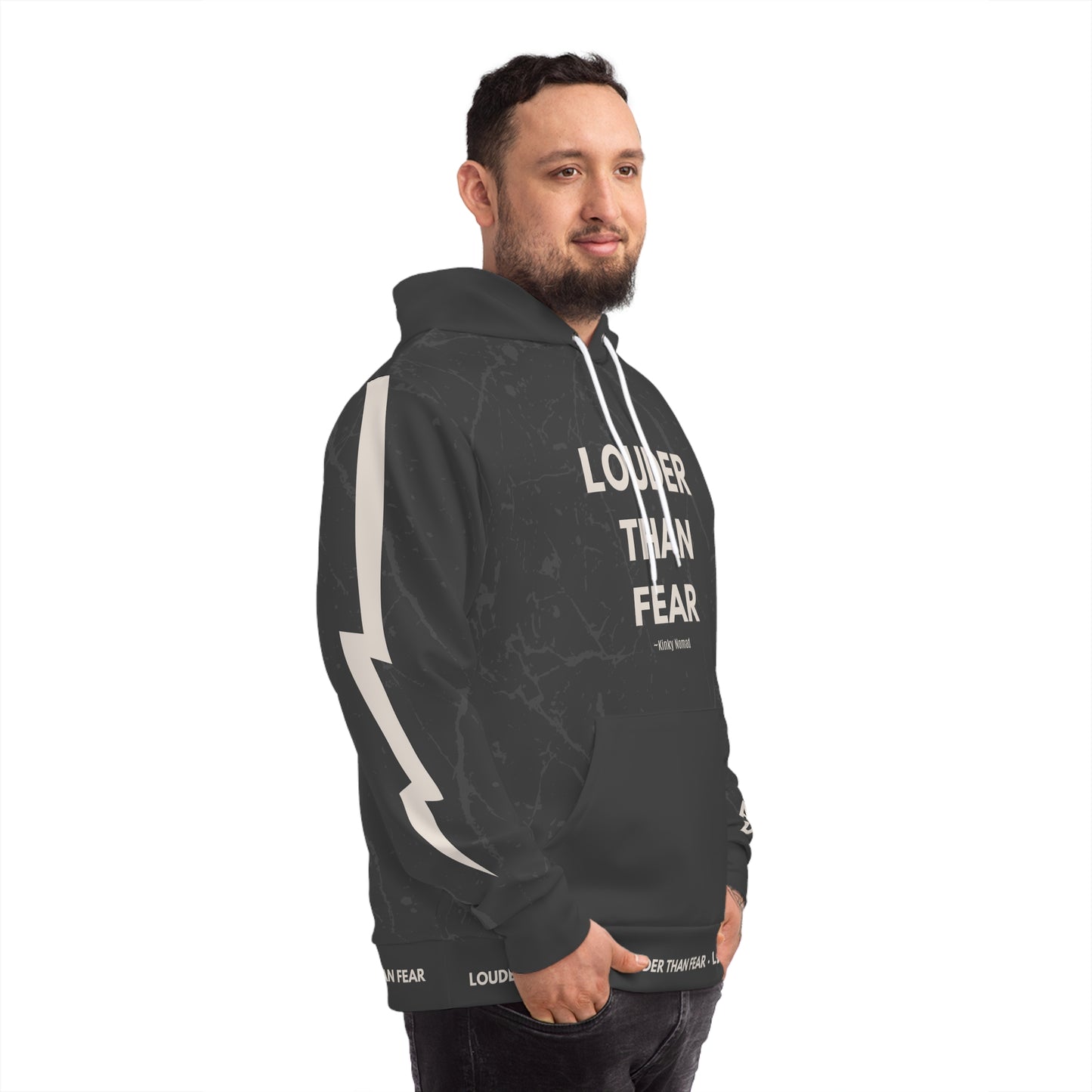 Louder Than Fear Hoodie – Empowering Unisex Streetwear by Kinky Nomad