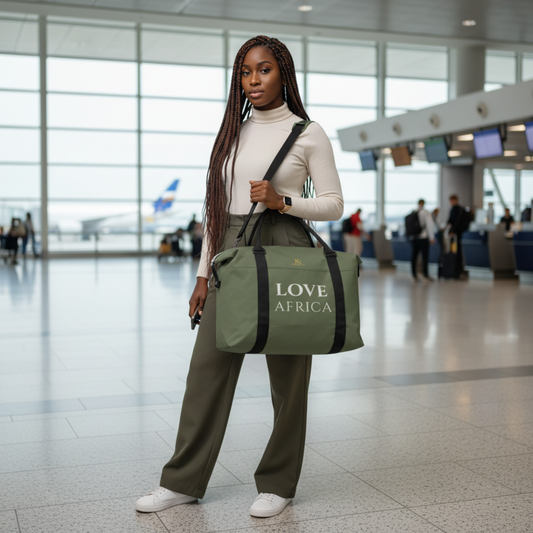 Love Africa Oversized Travel Tote & Duffle Bag | Afrocentric Statement Weekender