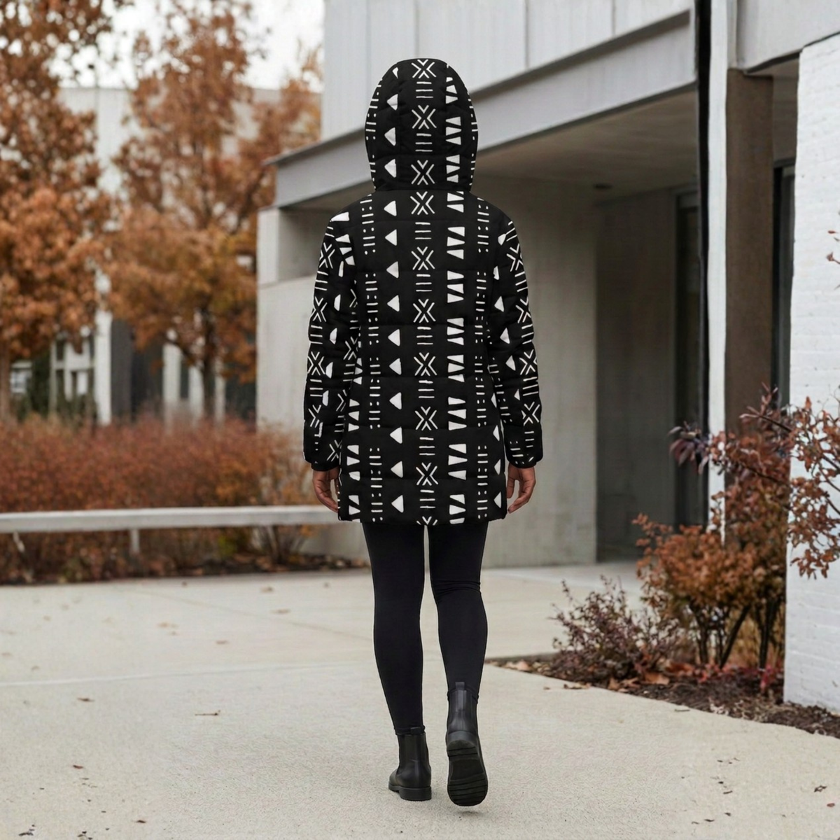 Bogolan Print Puffer Coat | Women's | Savanna Series | Kinky Nomad