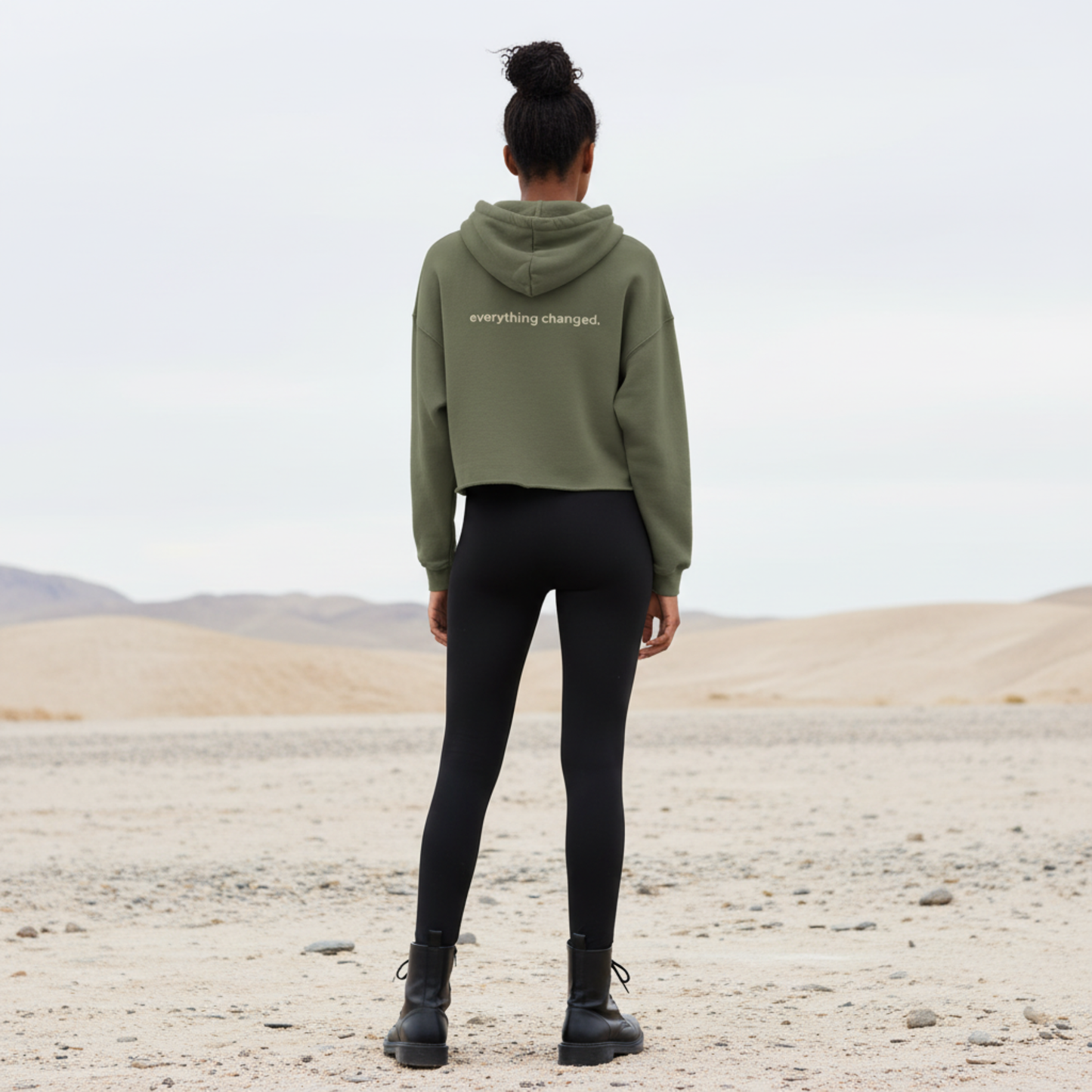 Her Power Cropped Hoodie – “Everything Changed” Statement Sweatshirt by Kinky Nomad