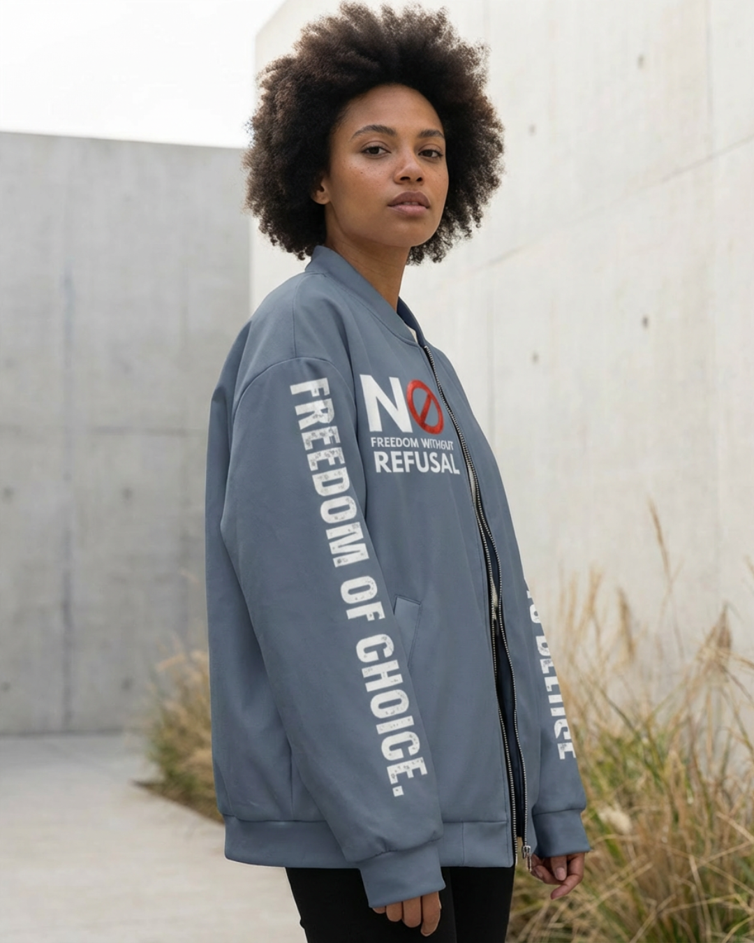 Freedom to Refuse Bomber Jacket – Unisex Empowerment Streetwear
