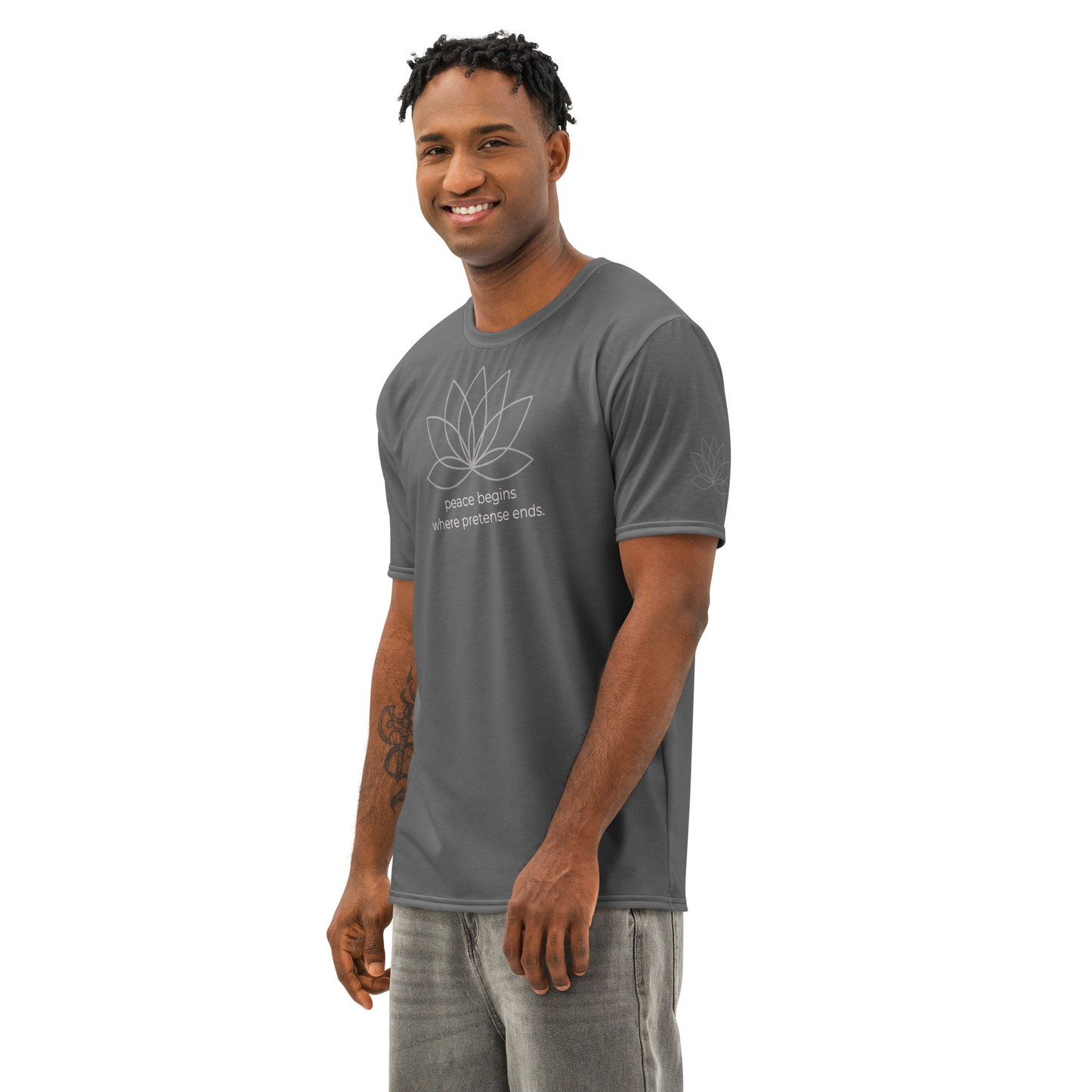 Peace Begins Where Pretense Ends Cotton T-Shirt | Minimal Lotus Tee