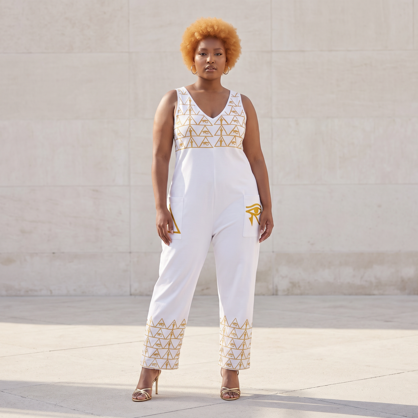Isis V-Neck Jumpsuit | Kemet Series | Black & White | Kinky Nomad