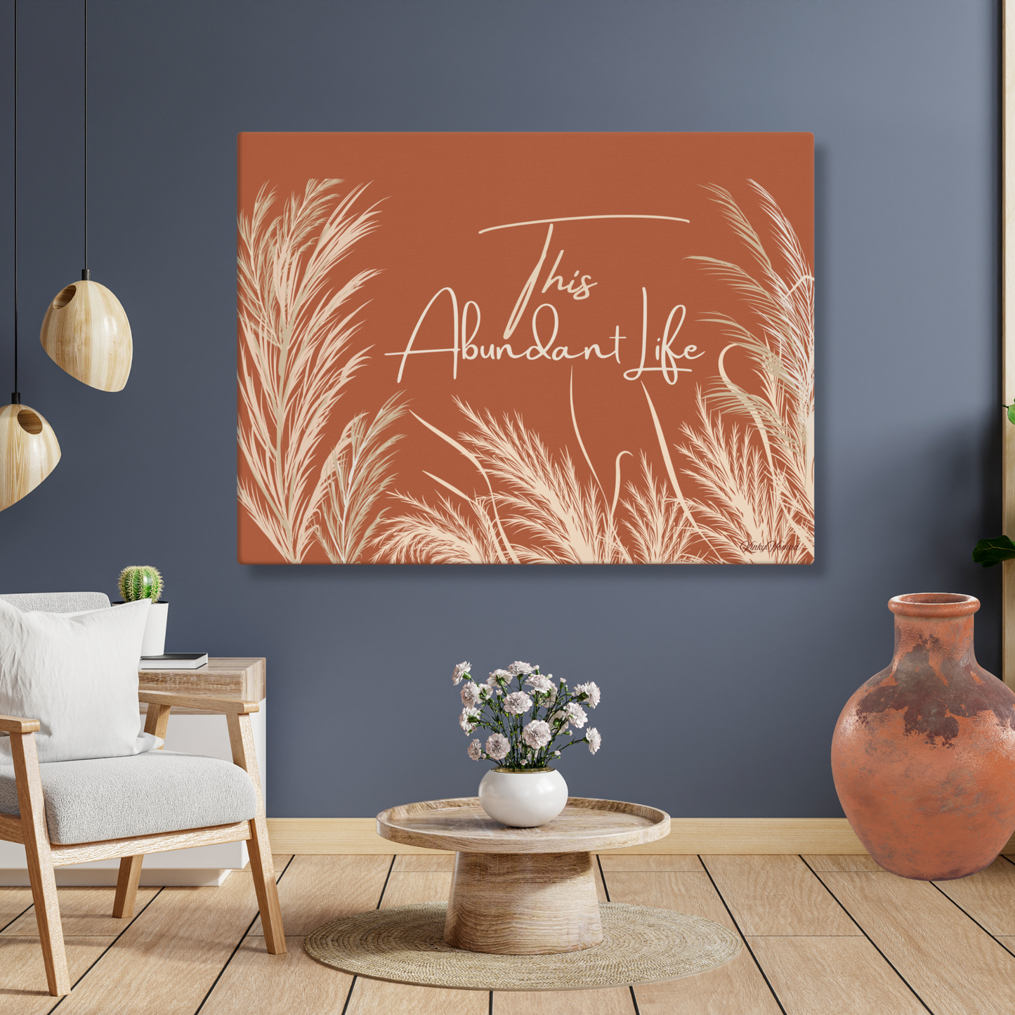 This Abundant Life Canvas Wall Art – Modern Botanical Nature Print | Inspirational Wall Decor in 4 Sizes