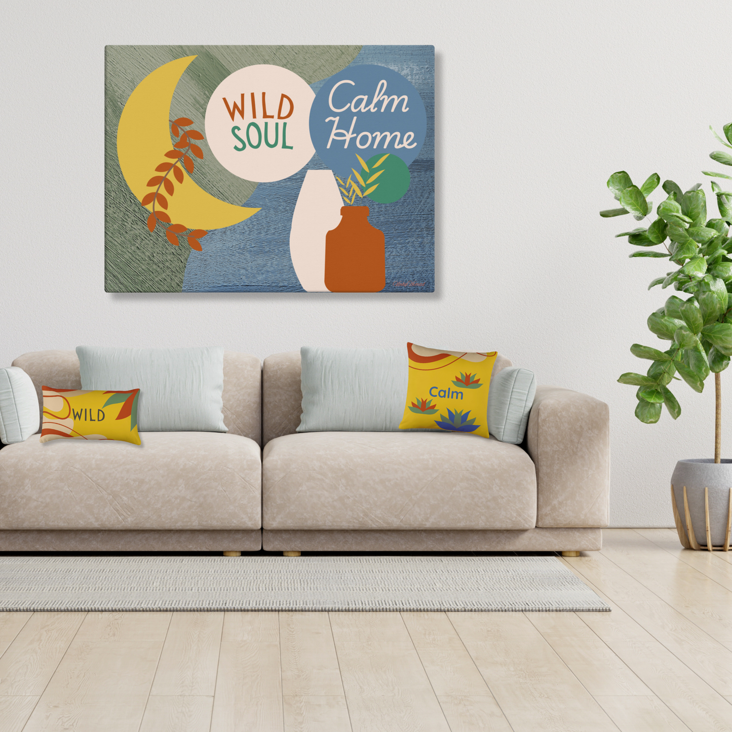 Wild Soul Calm Home Canvas Wall Art – Modern Boho Abstract Print | Inspirational Home Decor in 4 Sizes