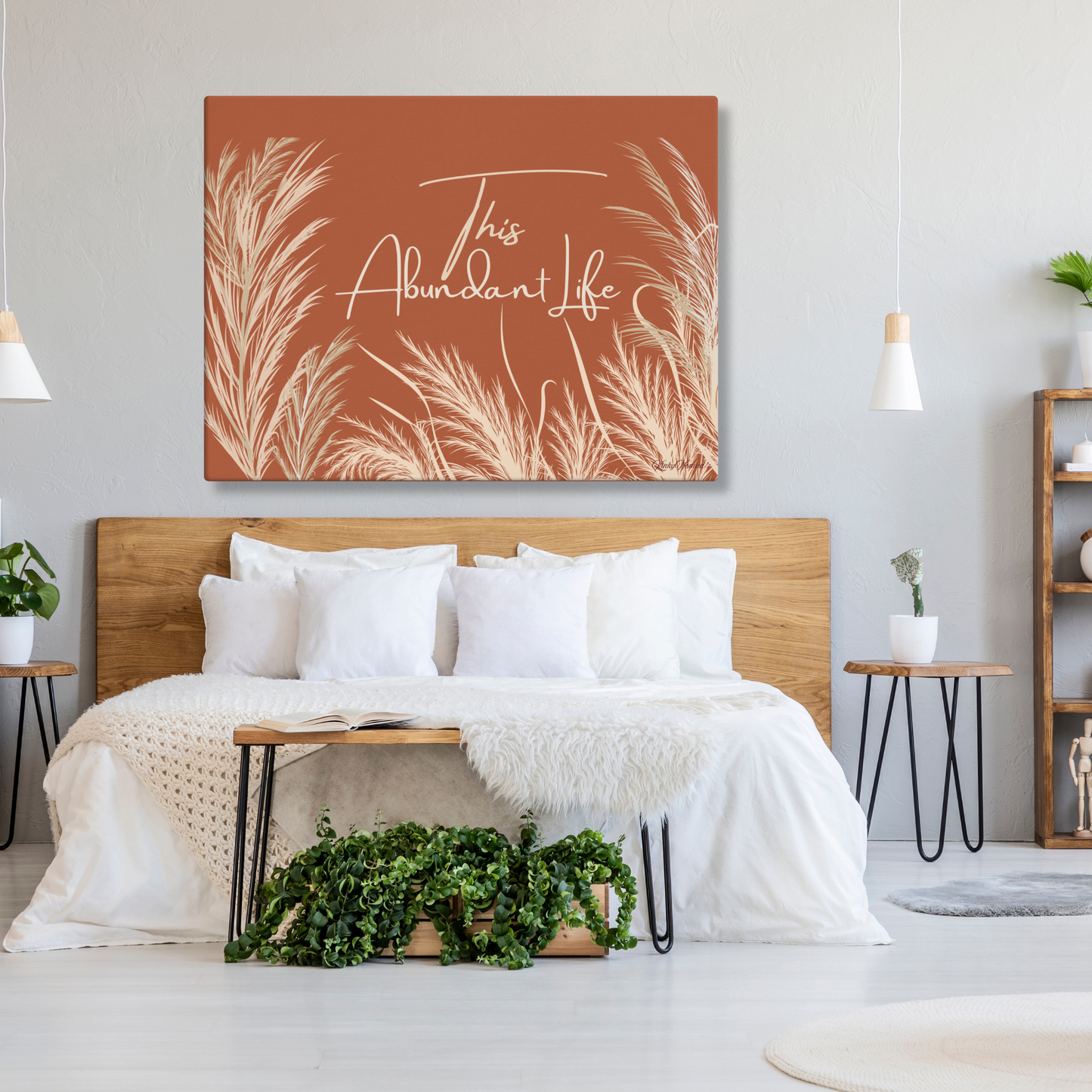 This Abundant Life Canvas Wall Art – Modern Botanical Nature Print | Inspirational Wall Decor in 4 Sizes