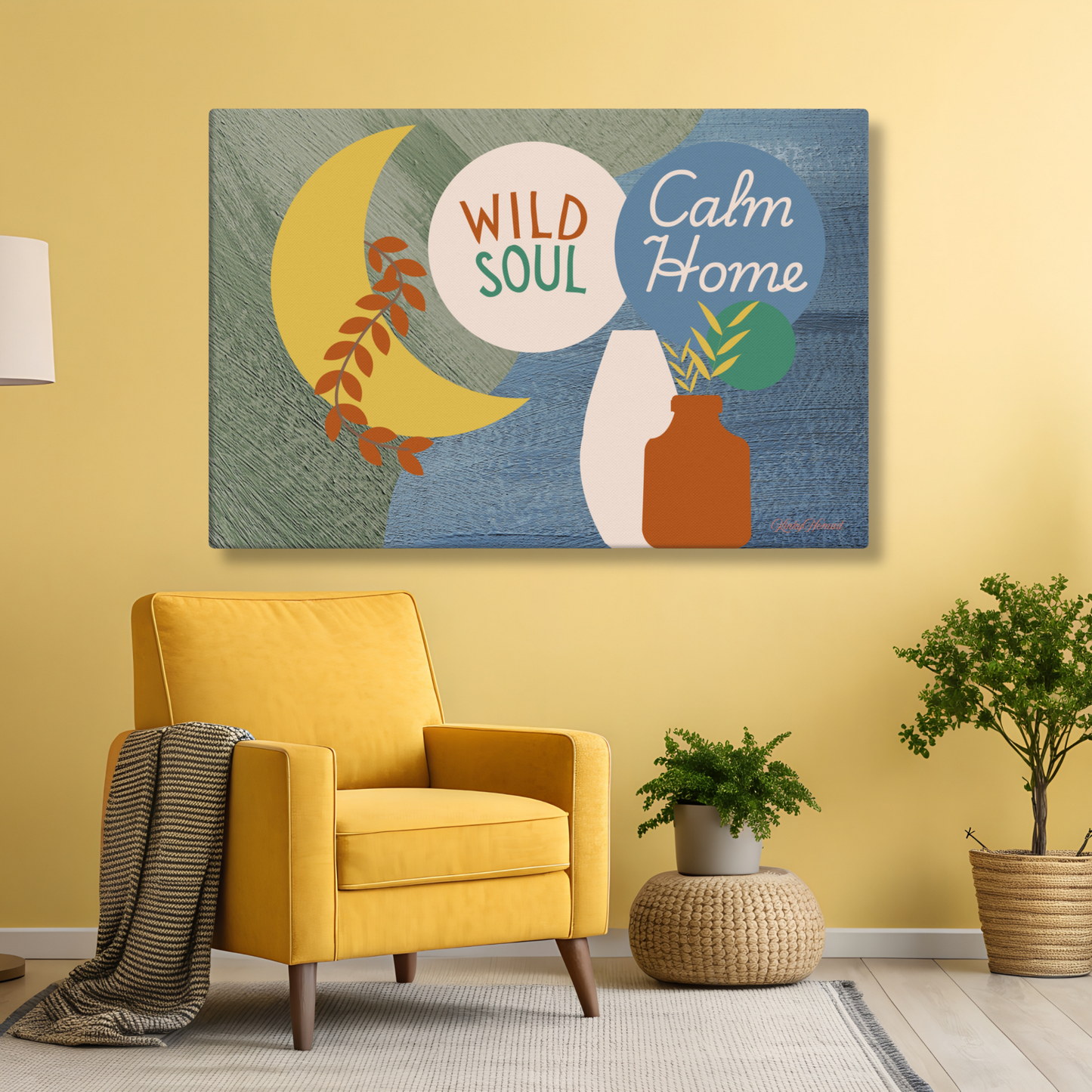 Wild Soul Calm Home Canvas Wall Art – Modern Boho Abstract Print | Inspirational Home Decor in 4 Sizes