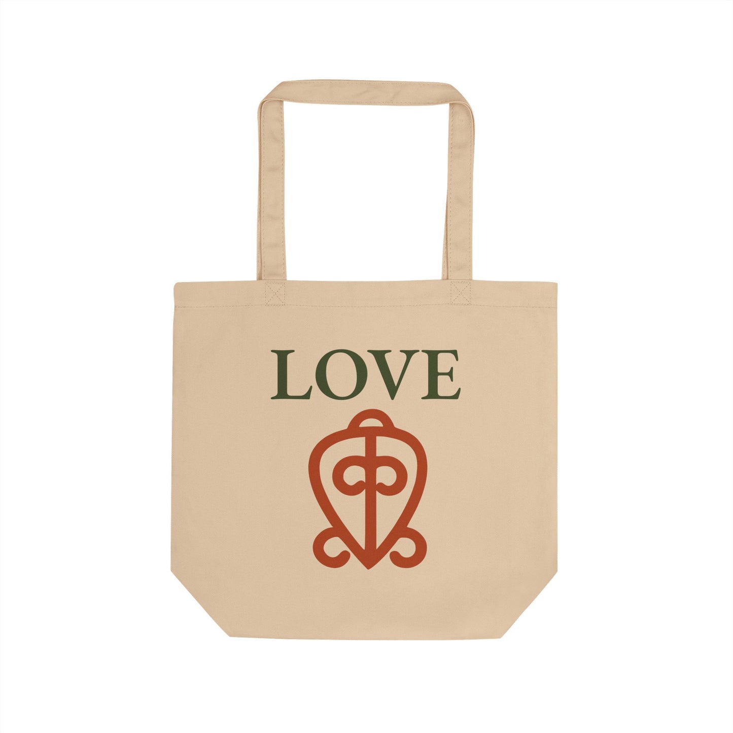 LOVE Adinkra Organic Cotton Tote Bag | Eco-Friendly African Symbol Tote by Kinky Nomad