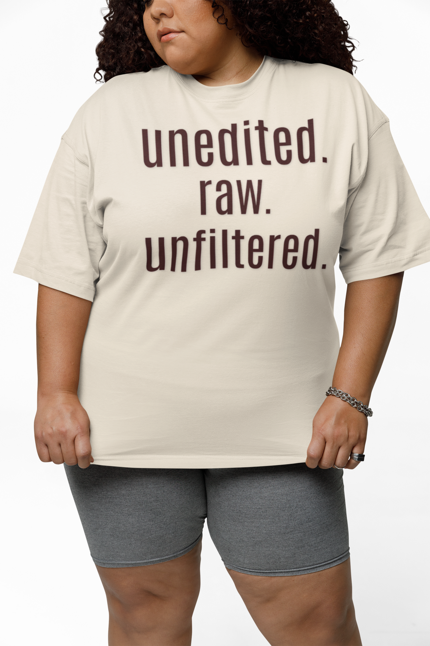 Unisex Heavy Cotton Box Tee – “unedited. raw. unfiltered.” Oversized Graphic T-Shirt