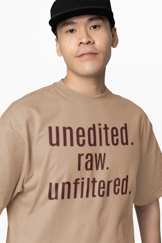 Unisex Heavy Cotton Box Tee – “unedited. raw. unfiltered.” Oversized Graphic T-Shirt