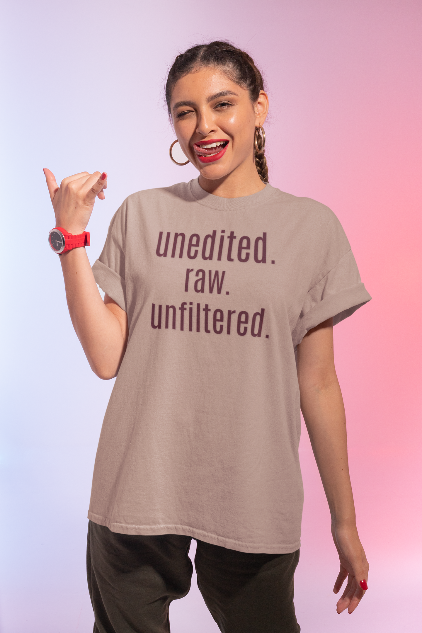 Unisex Heavy Cotton Box Tee – “unedited. raw. unfiltered.” Oversized Graphic T-Shirt