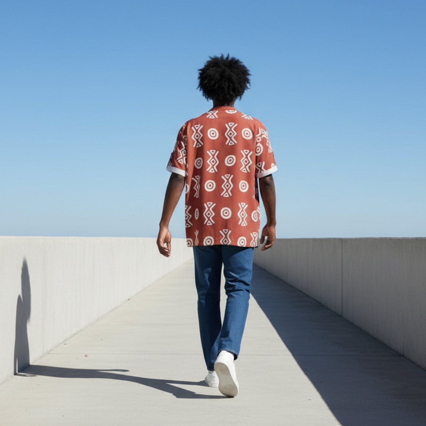 African Henley Shirt | Savanna Earth Adinkra-Inspired Short Sleeve | Savanna Collection | Kinky Nomad