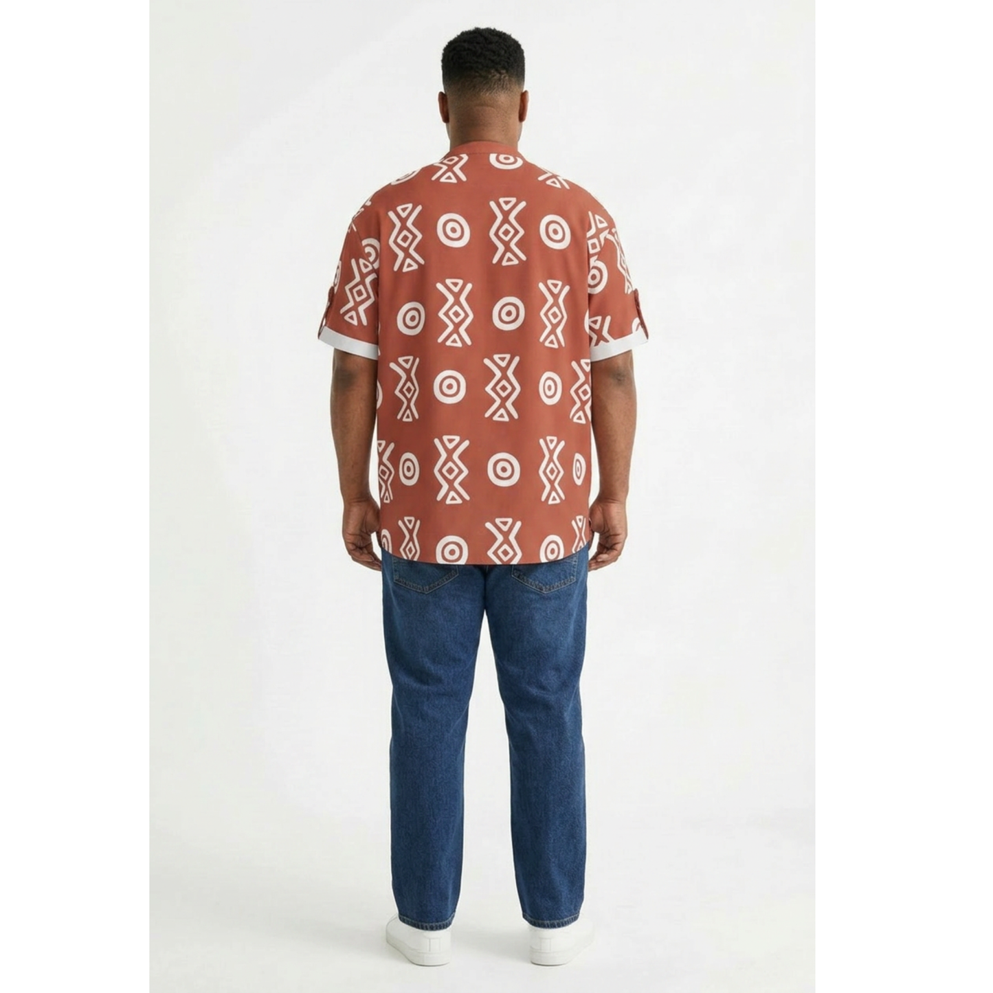 African Henley Shirt | Savanna Earth Adinkra-Inspired Short Sleeve | Savanna Collection | Kinky Nomad