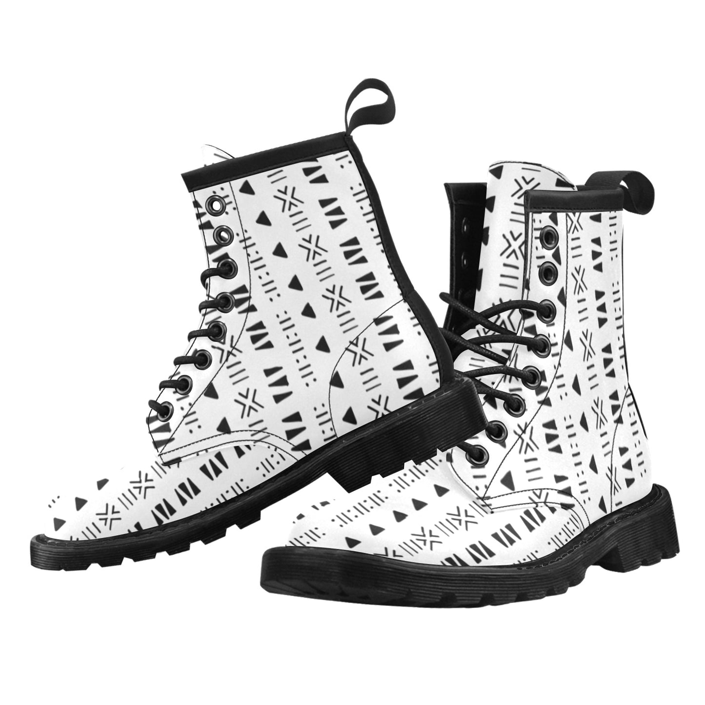 Bogolan Print Combat Boots | Mud Cloth | Afro Boho Sole | Kinky Nomad
