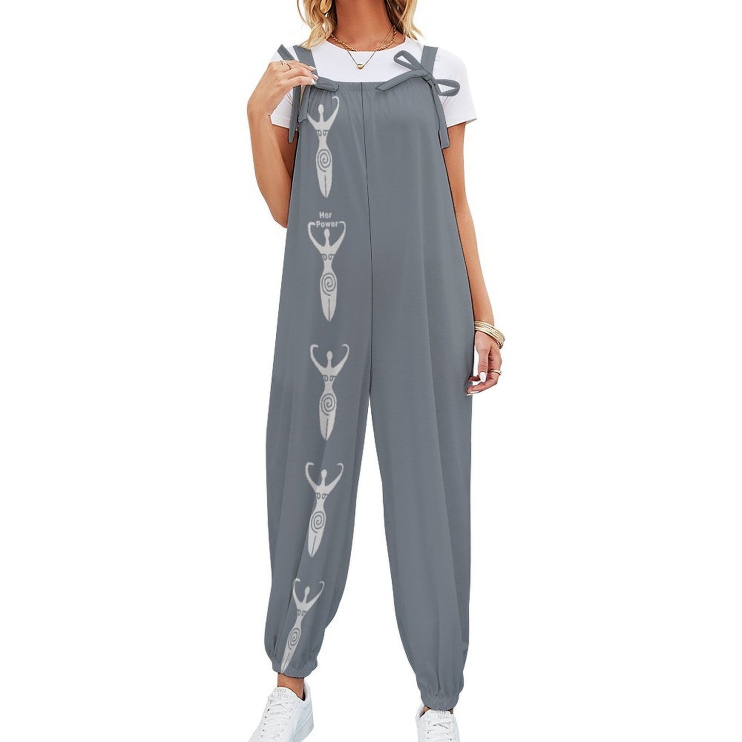 Boho Loose Fit Tie Strap Jumpsuit for Women | Casual Wide Leg Romper Outfit