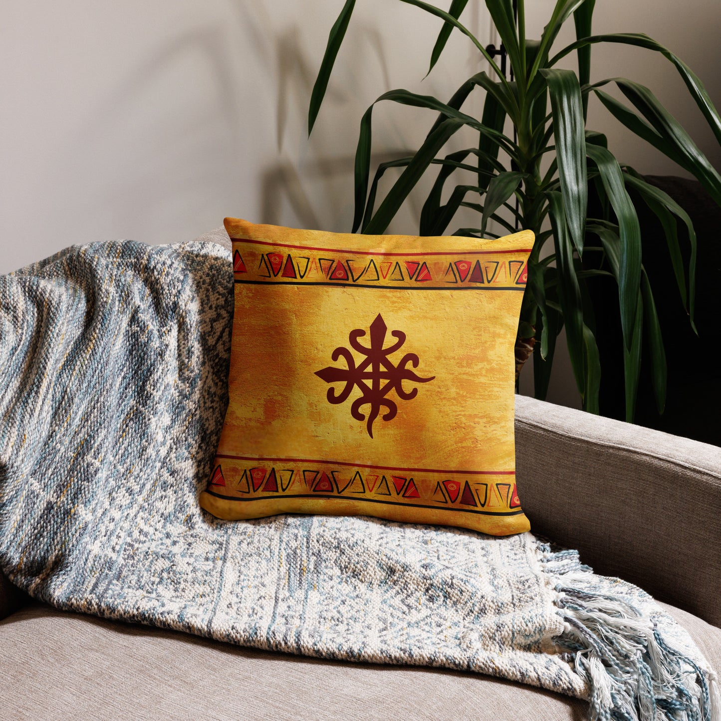 Love Africa Adinkra Symbol Throw Pillow Set – Akoben, Unity in Diversity, Sankofa, 4-Piece Collection