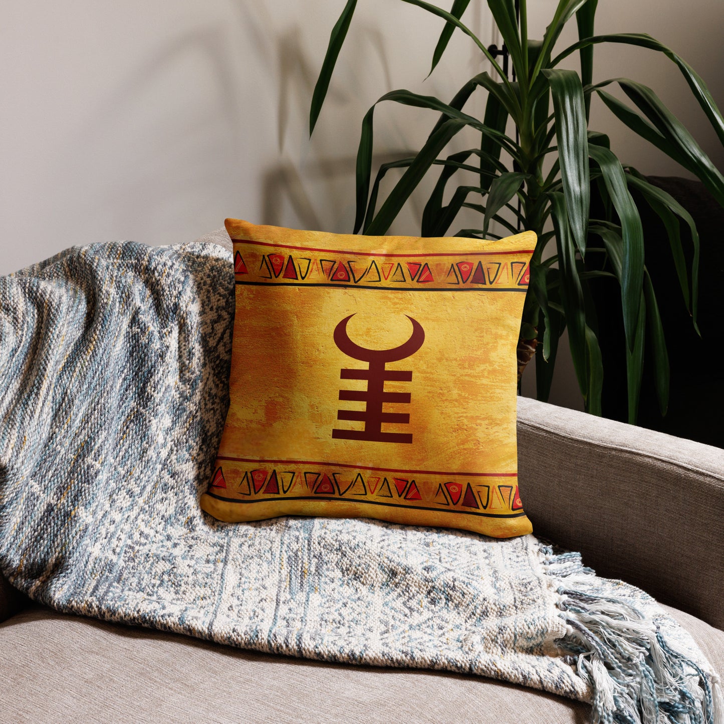 Love Africa Adinkra Symbol Throw Pillow Set – Akoben, Unity in Diversity, Sankofa, 4-Piece Collection