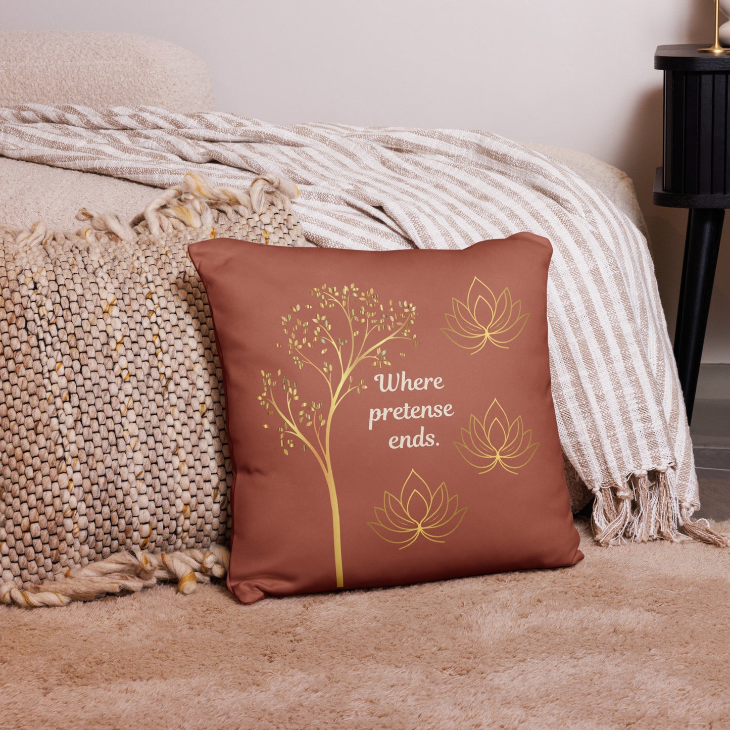 Where Peace Begins Inspirational Quote Throw Pillow – Decorative Accent Cushion