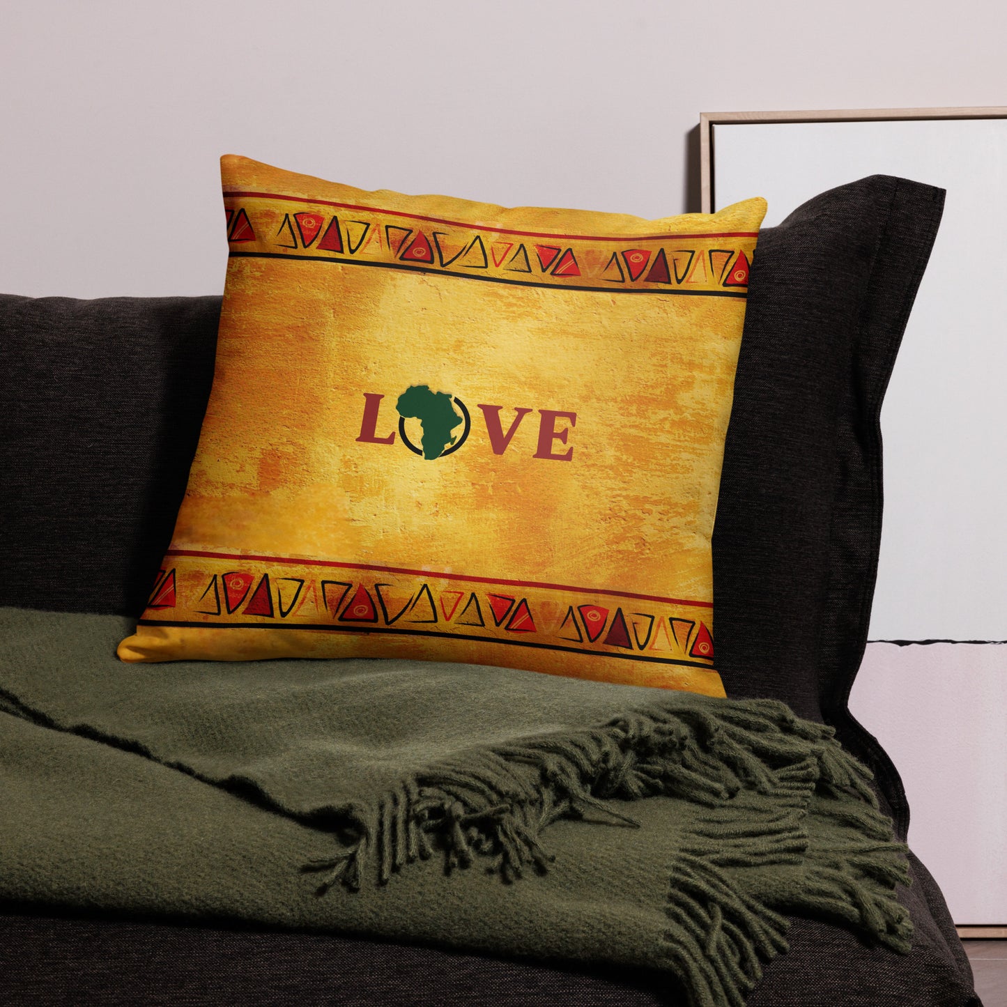 Love Africa Adinkra Symbol Throw Pillow Set – Akoben, Unity in Diversity, Sankofa, 4-Piece Collection