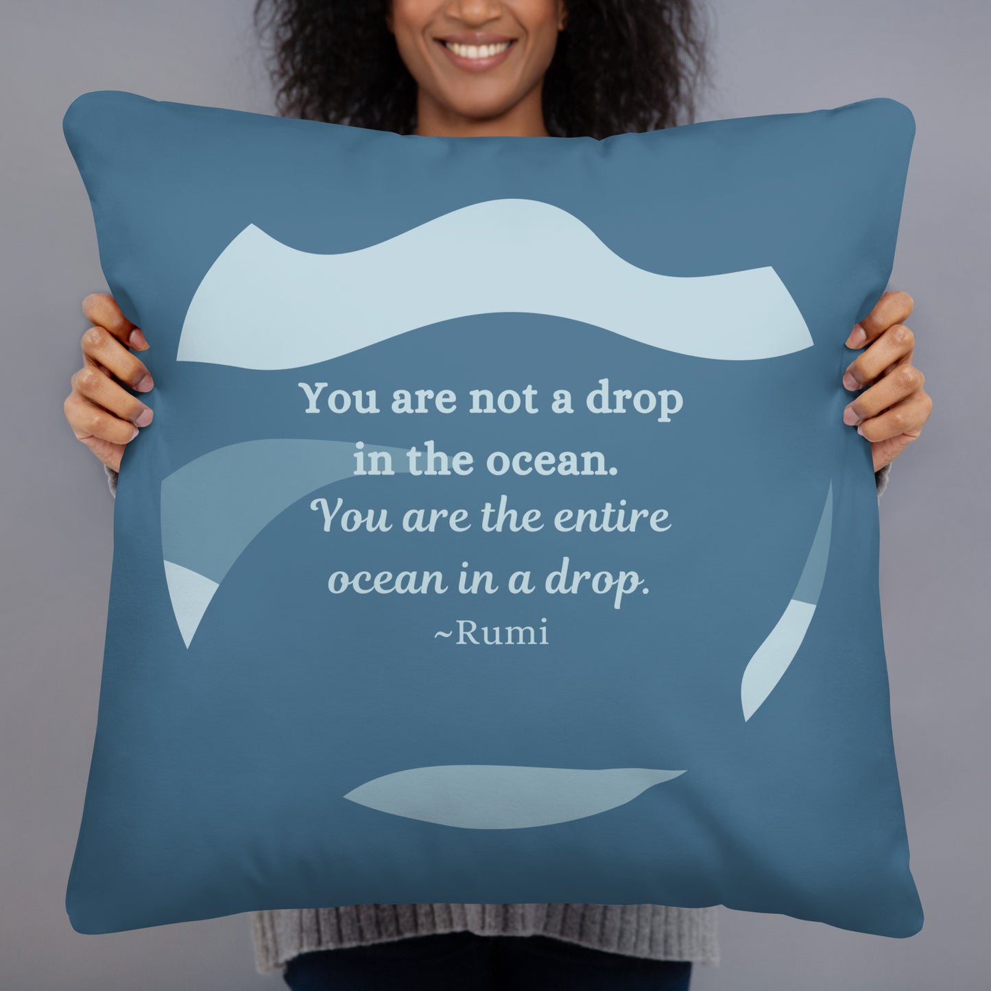 Entire Ocean Throw Pillow – Rumi Quote Home Décor | Empowering Accent Cushion
