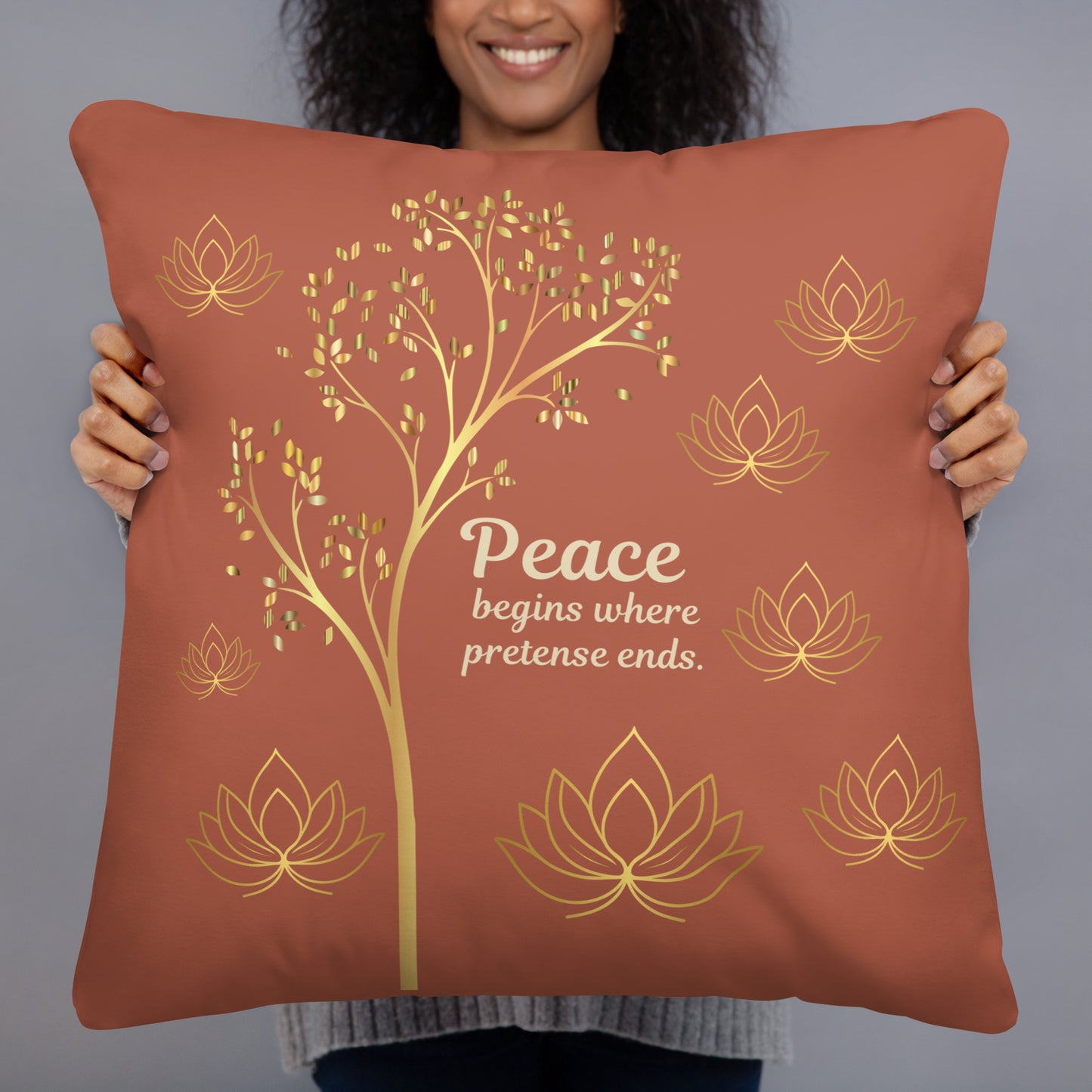 Where Peace Begins Inspirational Quote Throw Pillow – Decorative Accent Cushion