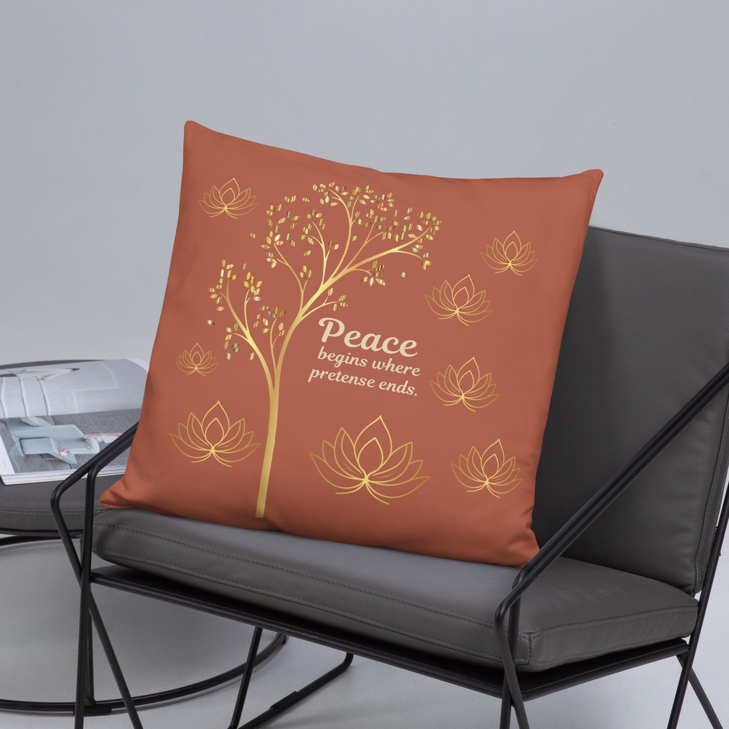 Where Peace Begins Inspirational Quote Throw Pillow – Decorative Accent Cushion
