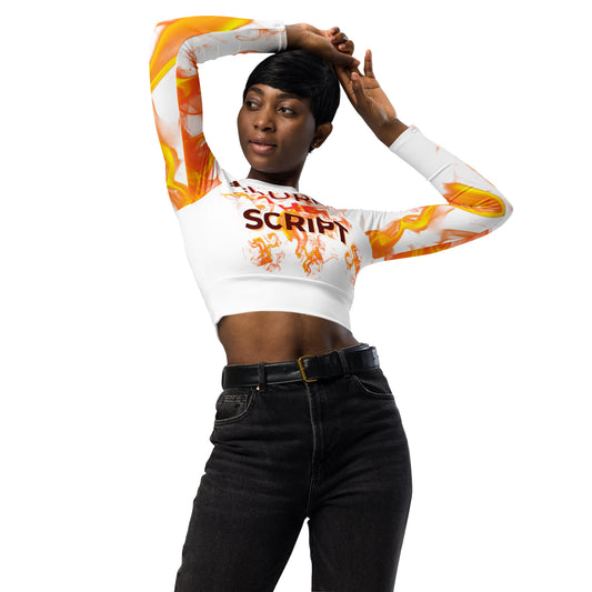 #BURN THE SCRIPT - Recycled long-sleeve crop top