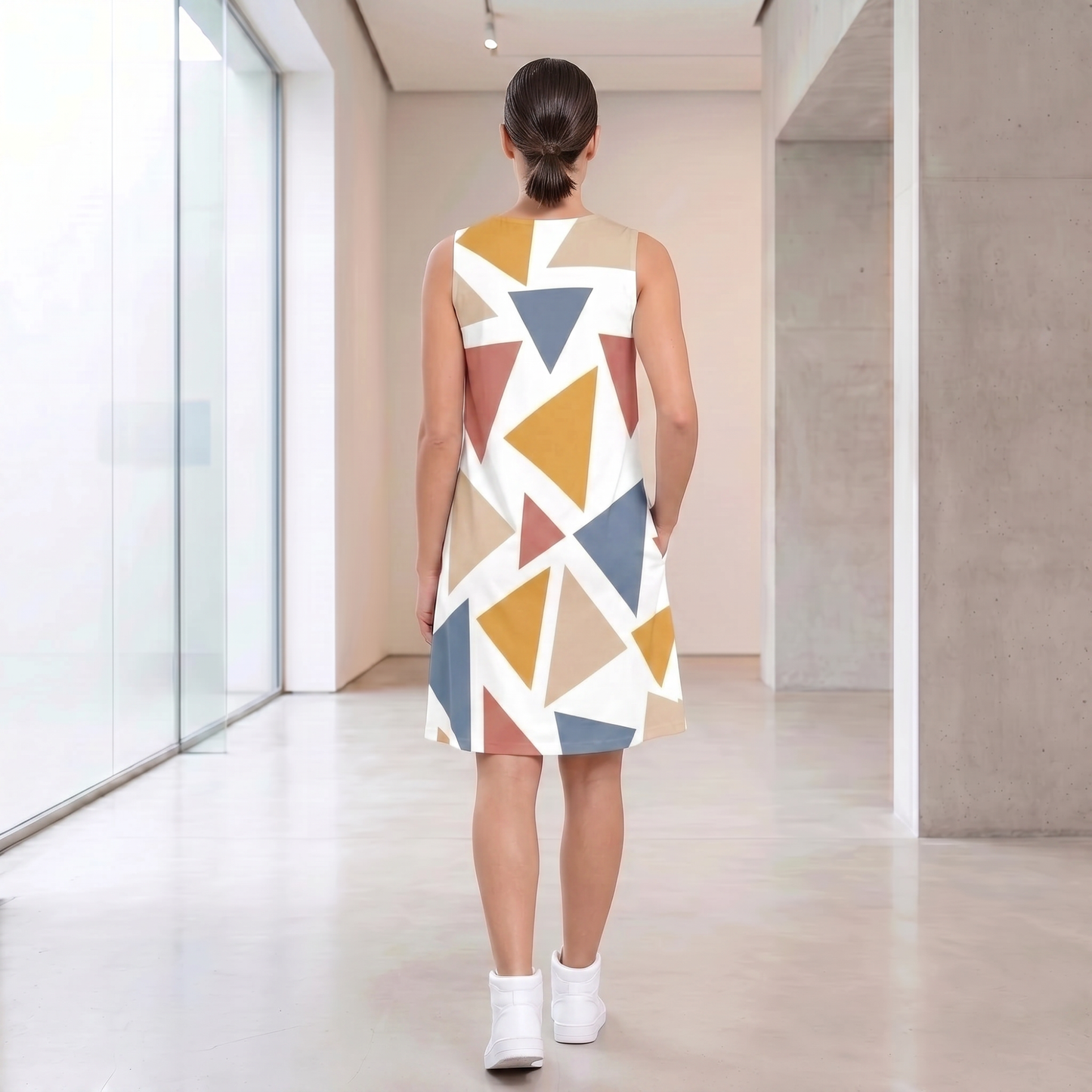 Born Herself A-Line Dress – Inspirational Atticus Quote Sleeveless Geometric Dress