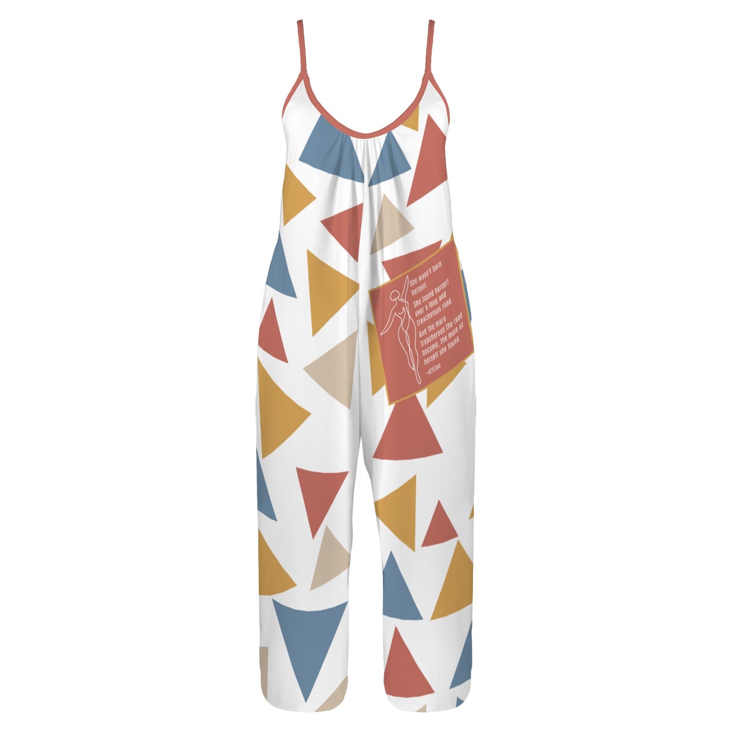 Women’s Wide-Leg Jumpsuit – Born Herself Abstract Print Spaghetti Strap Summer Romper